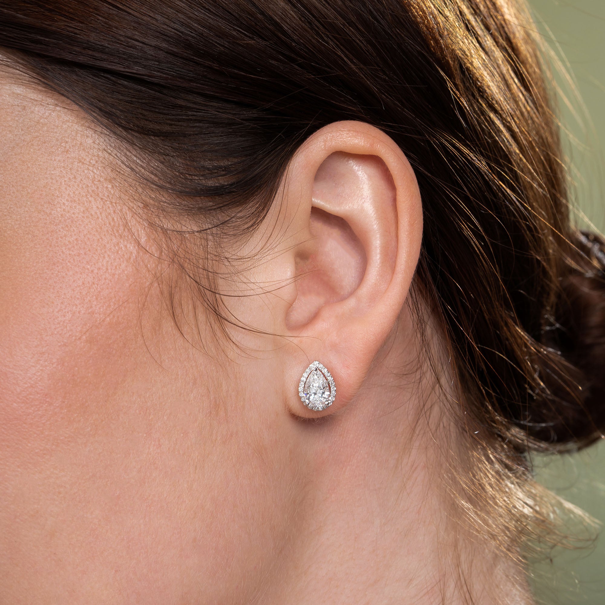 Infinite Pear Halo Diamond Earrings