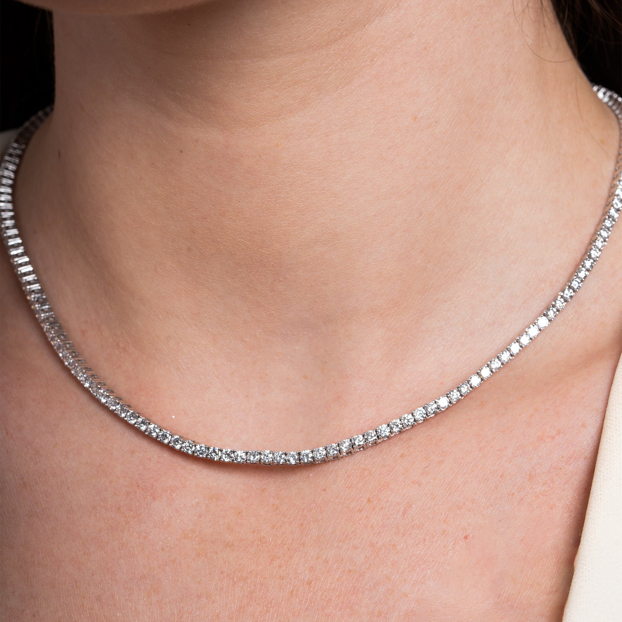 10 CTW Classic Four Prong Round Tennis Necklace