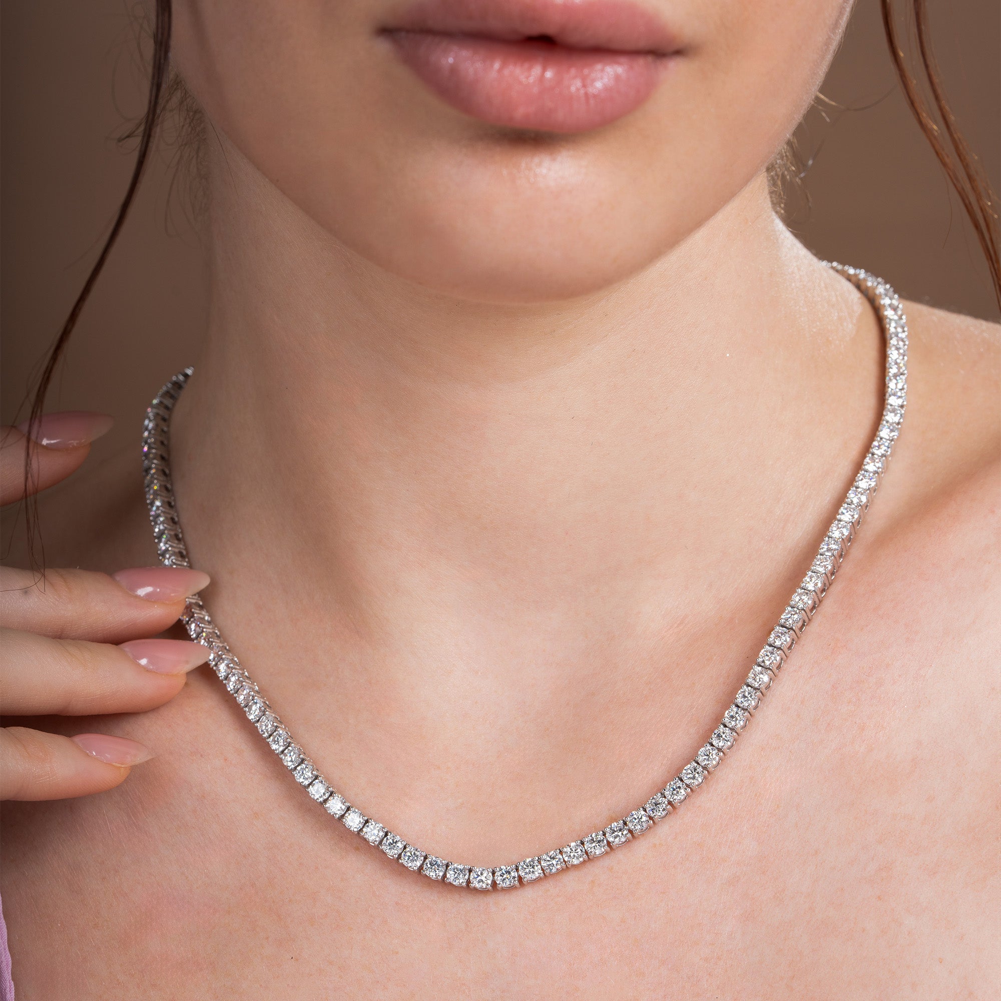 20 CTW Classic Four Prong Round Tennis Necklace