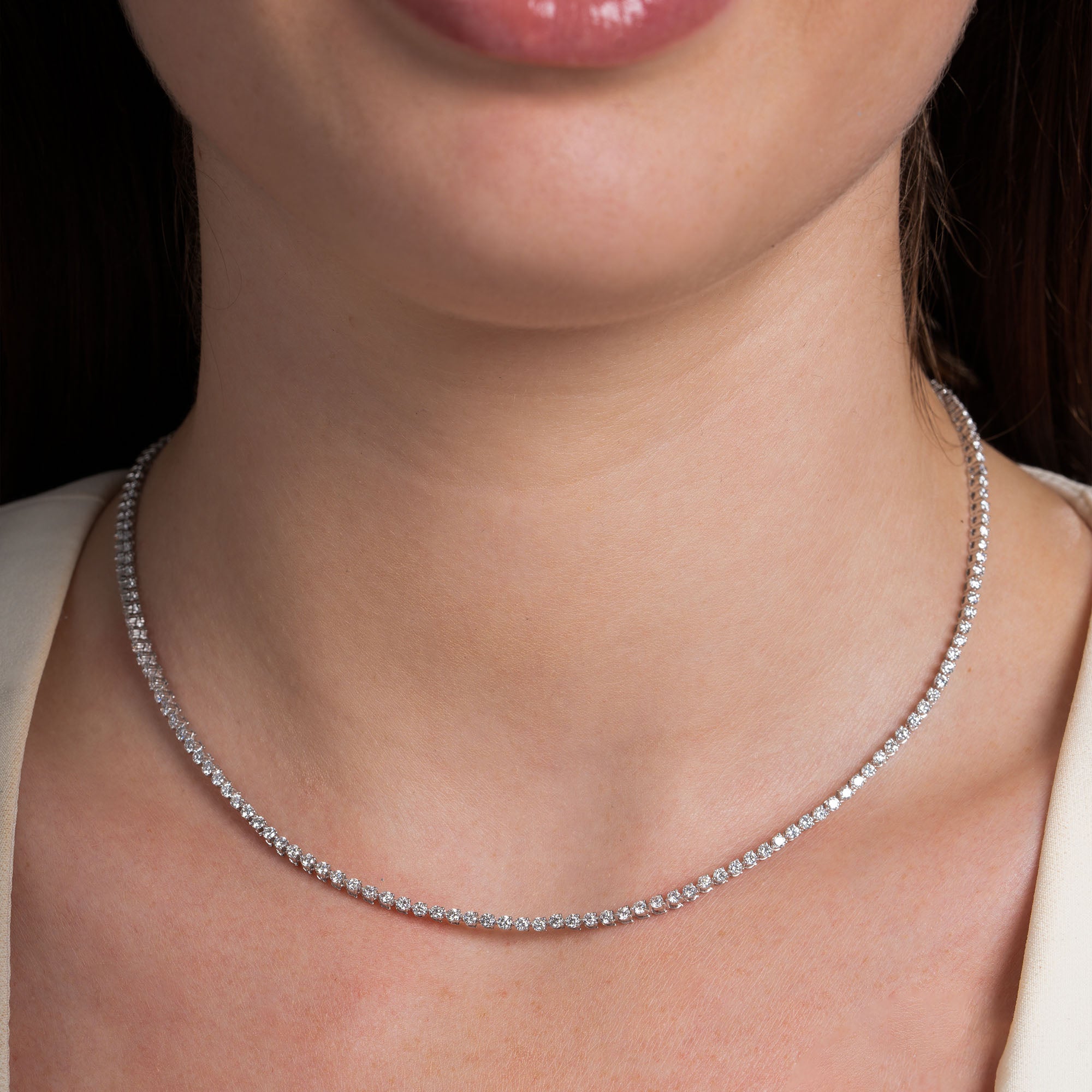 5 CTW Classic Four Prong Round Tennis Necklace