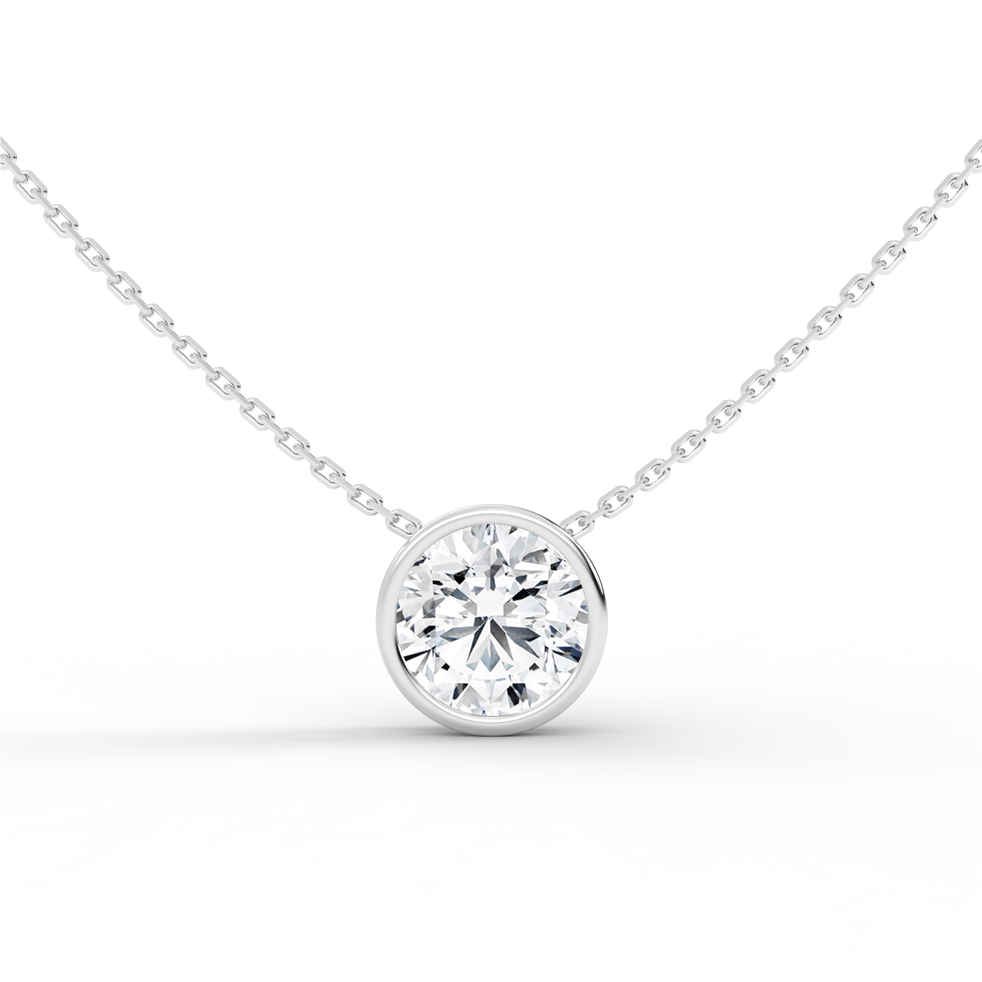 Bezel Set Round Solitaire Necklace