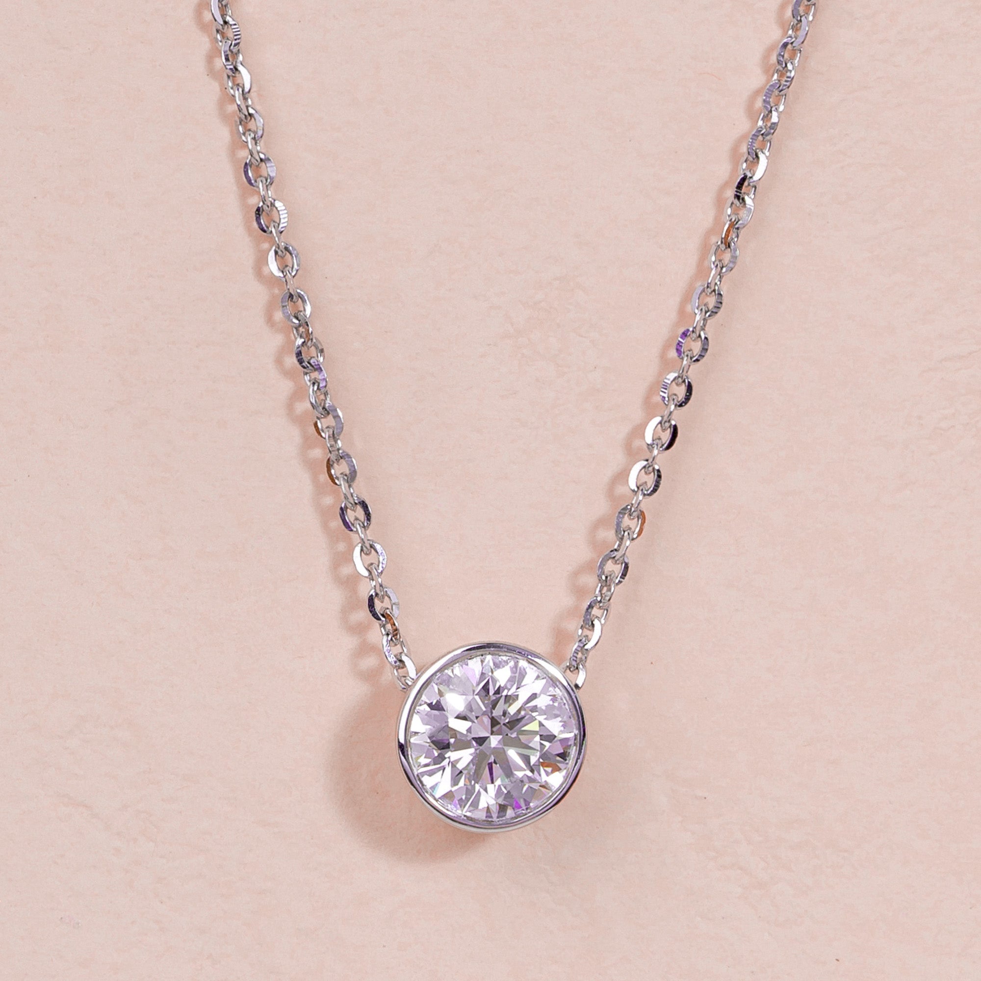 Bezel Set Round Solitaire Necklace