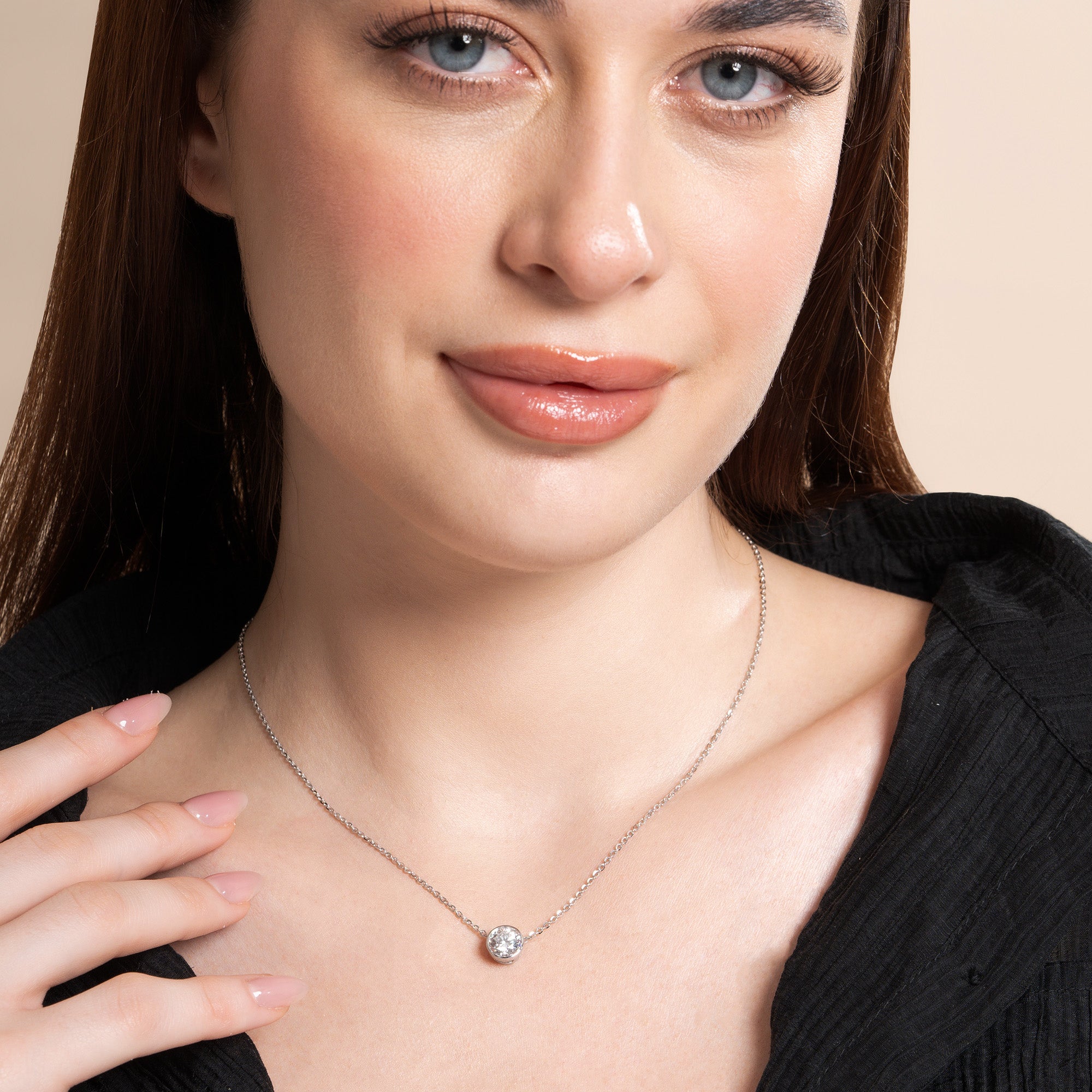 Bezel Set Round Solitaire Necklace