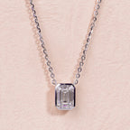 Bezel Set Emerald Solitaire Necklace