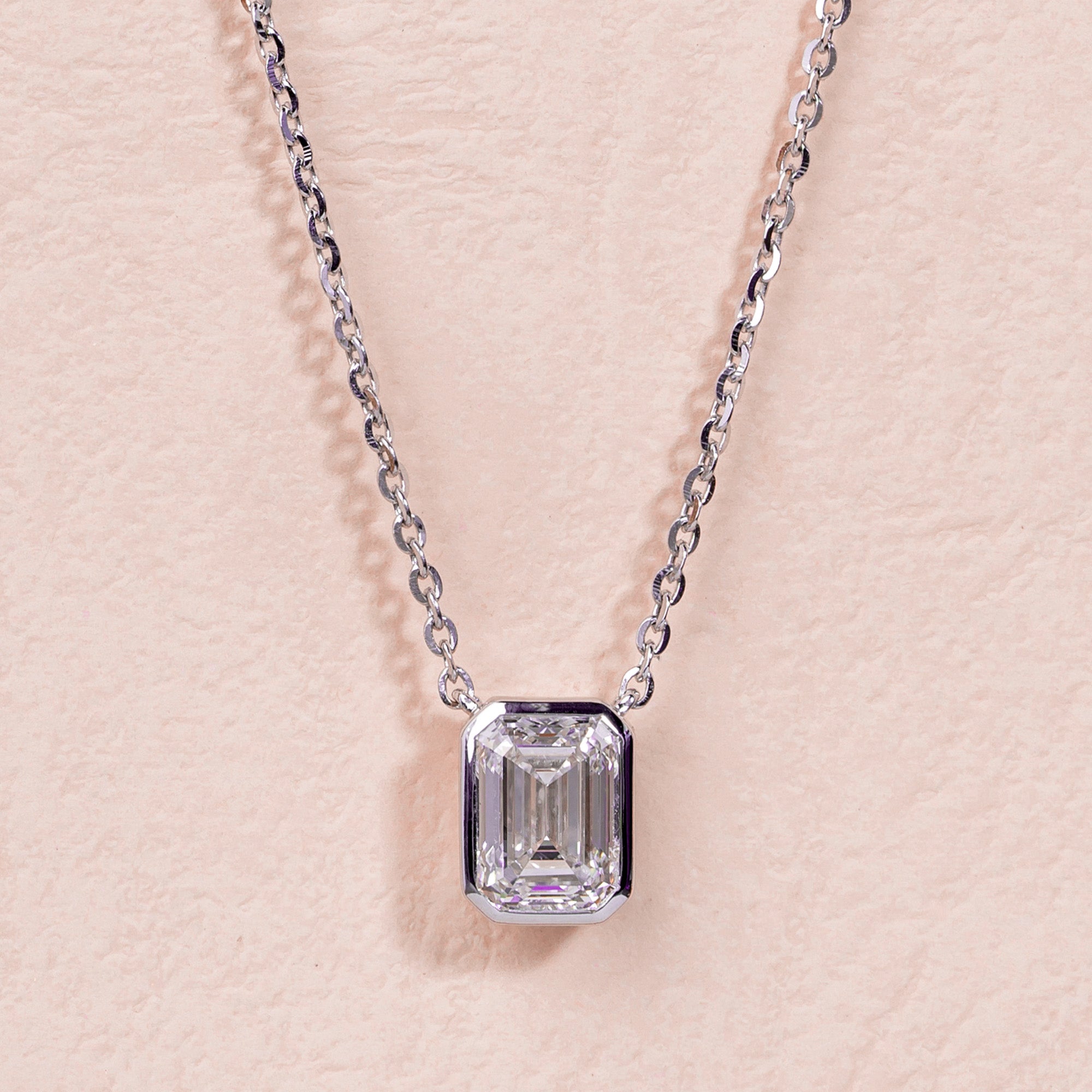 Bezel Set Emerald Solitaire Necklace