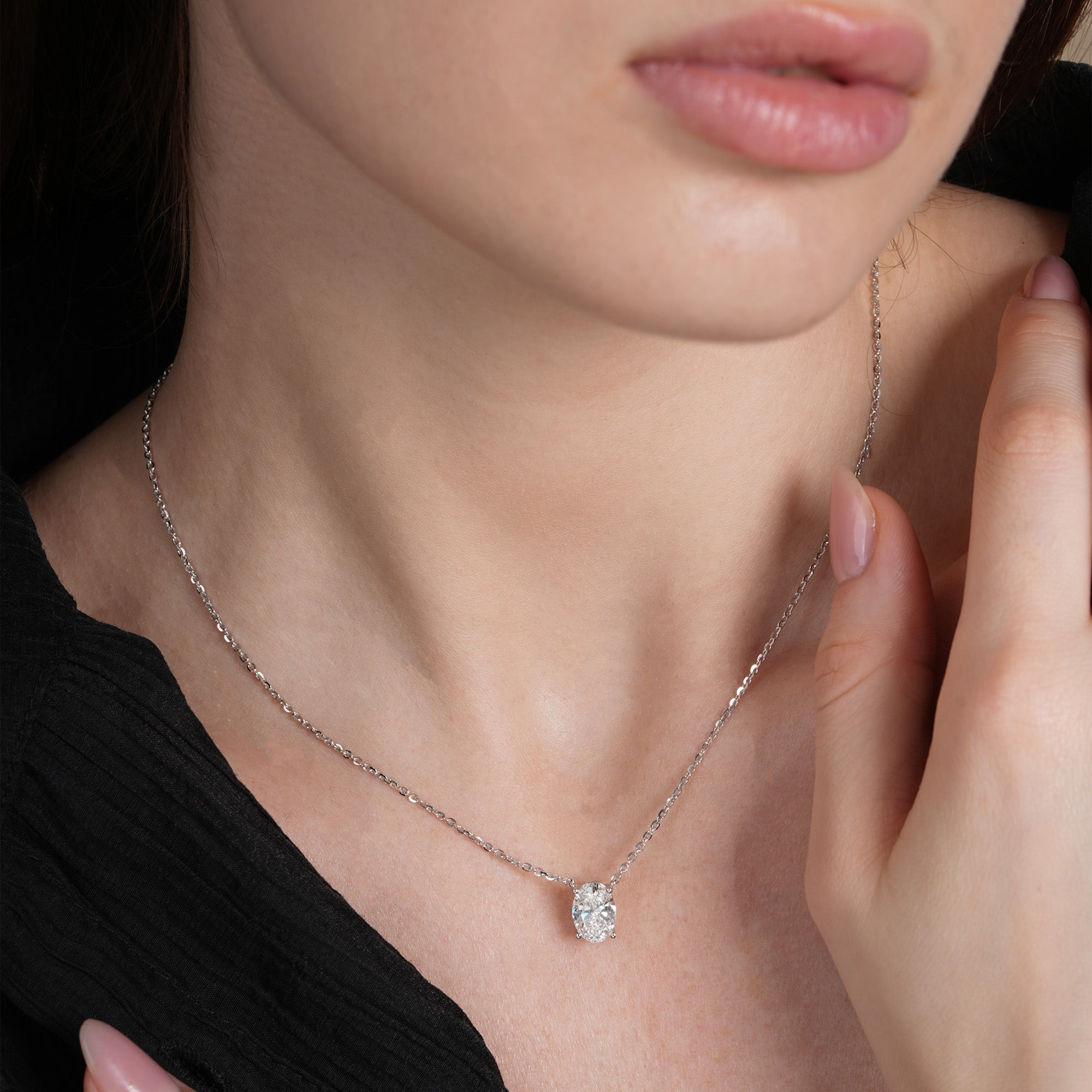 Oval Solitaire Necklace