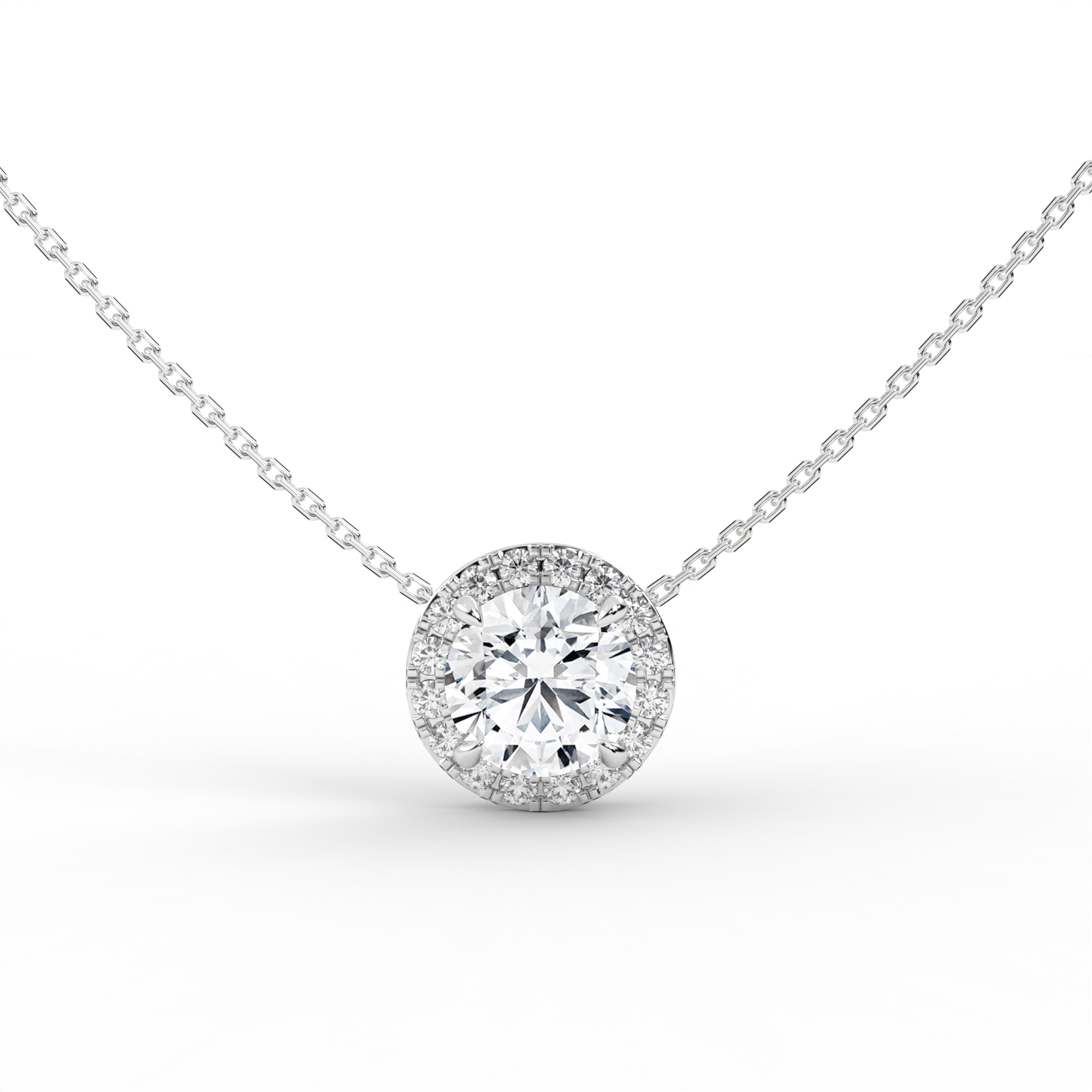 Infinite Round Halo Solitaire Necklace