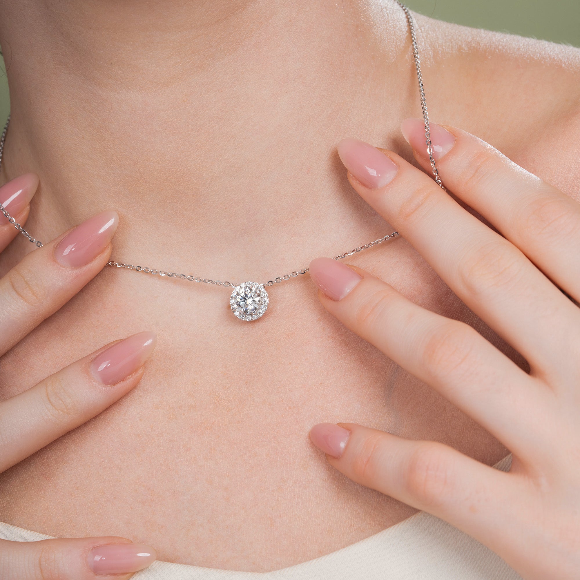Infinite Round Halo Solitaire Necklace