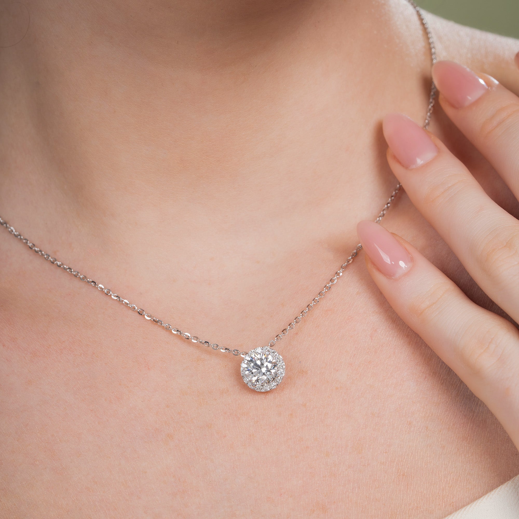 Infinite Round Halo Solitaire Necklace