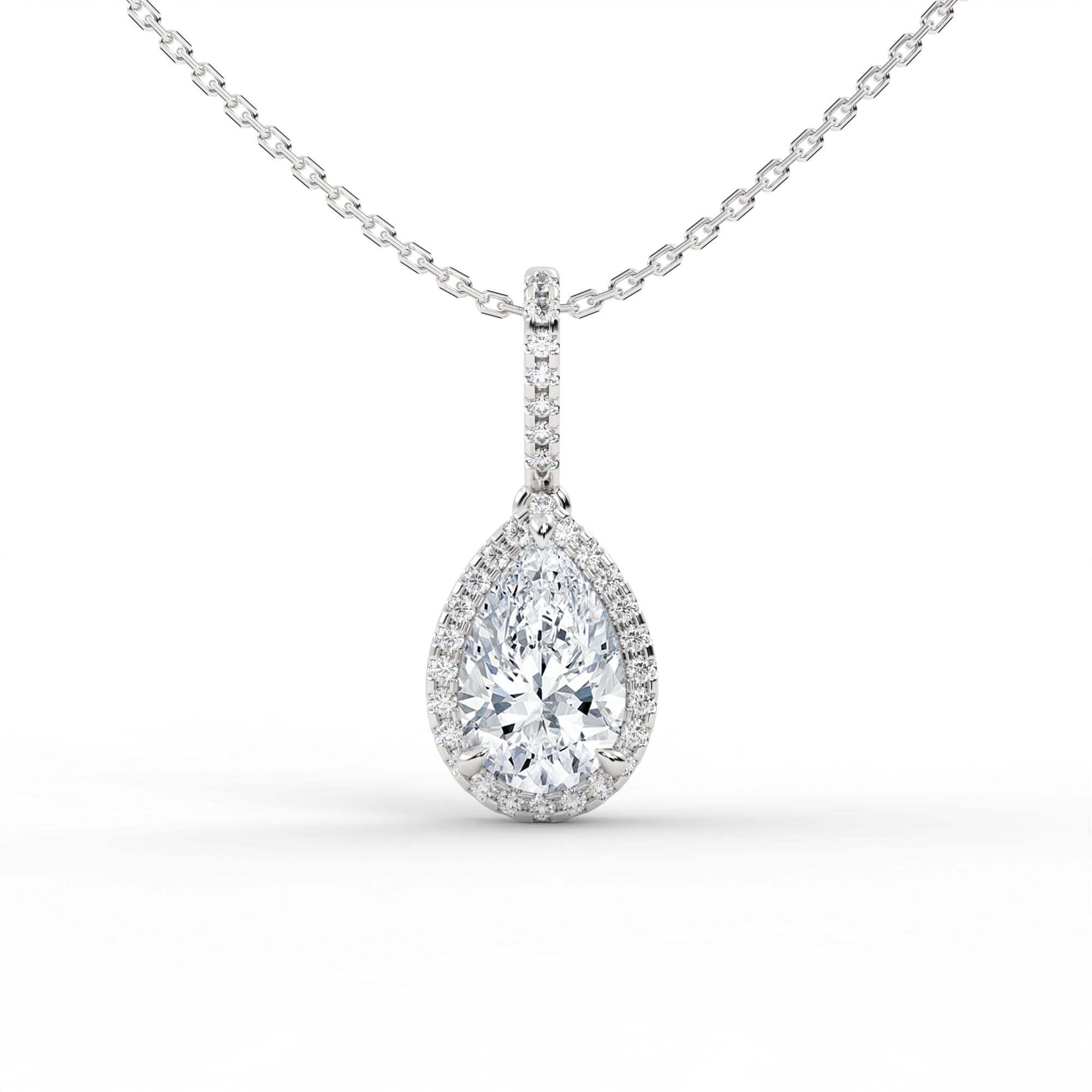 Infinite Pear Halo Solitaire Necklace