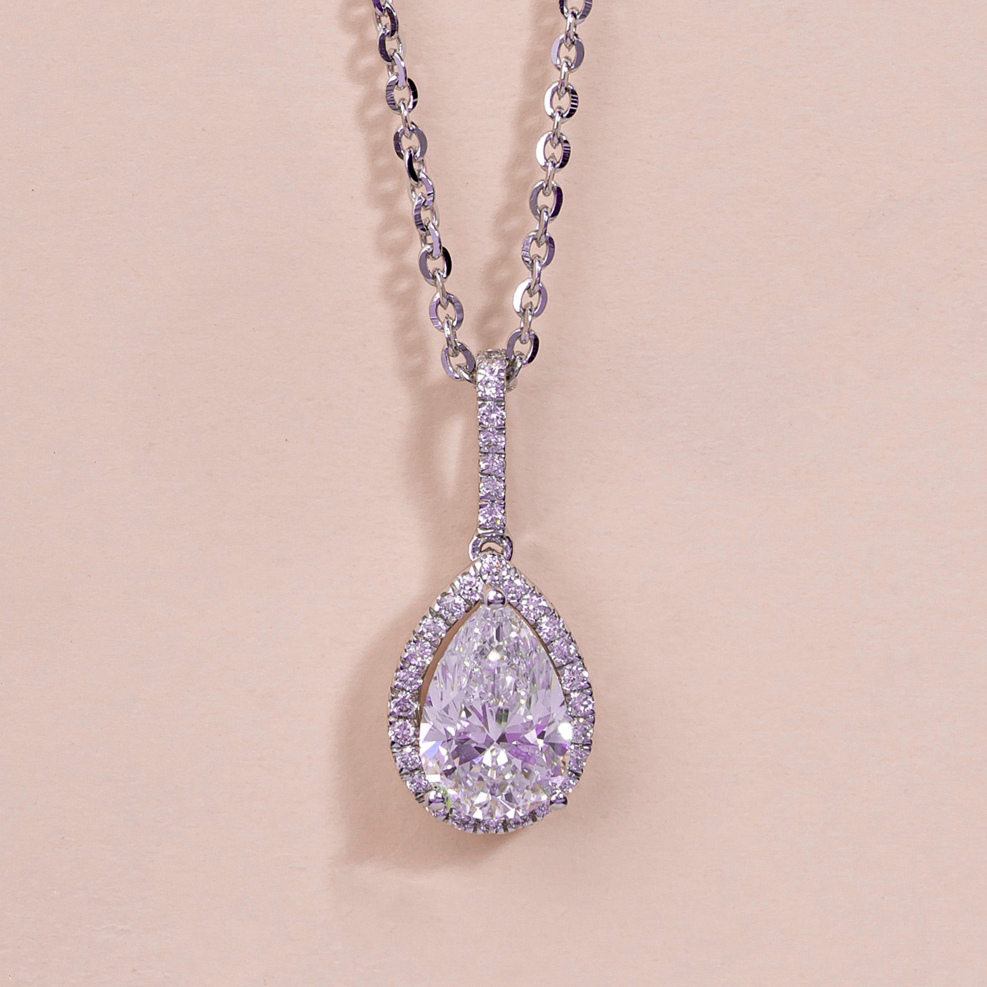 Infinite Pear Halo Solitaire Necklace