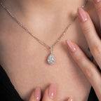 Infinite Pear Halo Solitaire Necklace