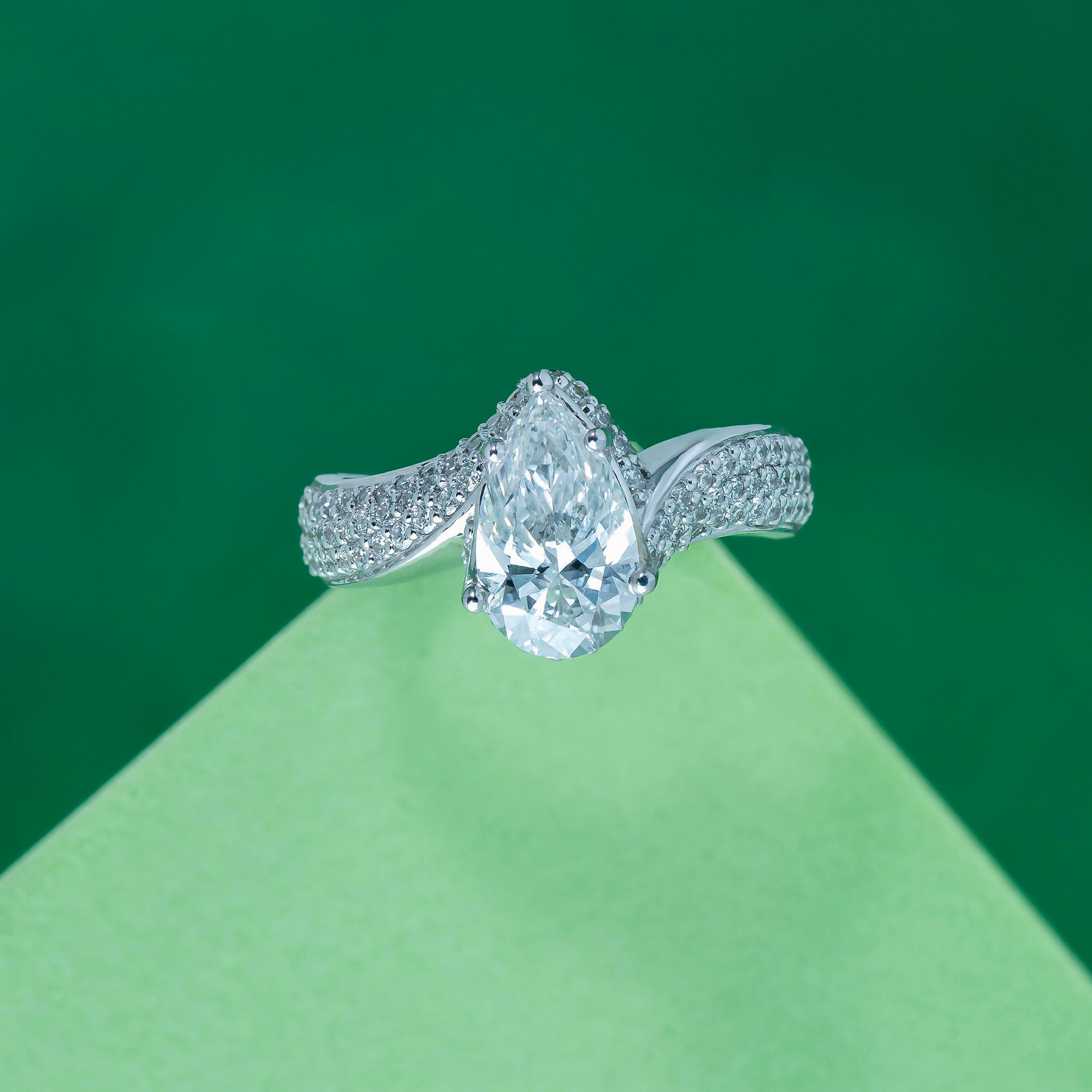 Twisted Handcrafted Pear Engagement Ring