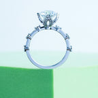 Lotus Prong Hidden Halo Round Solitaire Ring