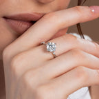 Lotus Prong Hidden Halo Round Solitaire Ring