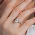 Marquise Side Stone Oval Solitaire Engagement Ring