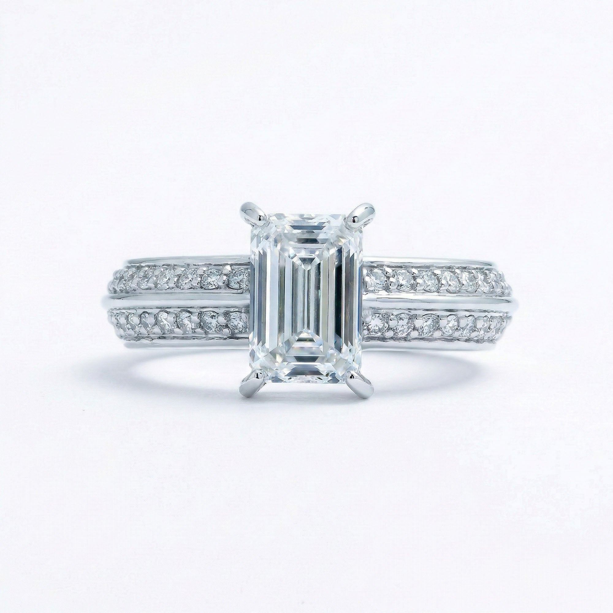 Twilight Horizon Emerald Halo Diamond Ring