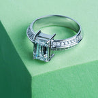 Twilight Horizon Emerald Halo Diamond Ring
