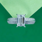 Twilight Horizon Emerald Halo Diamond Ring