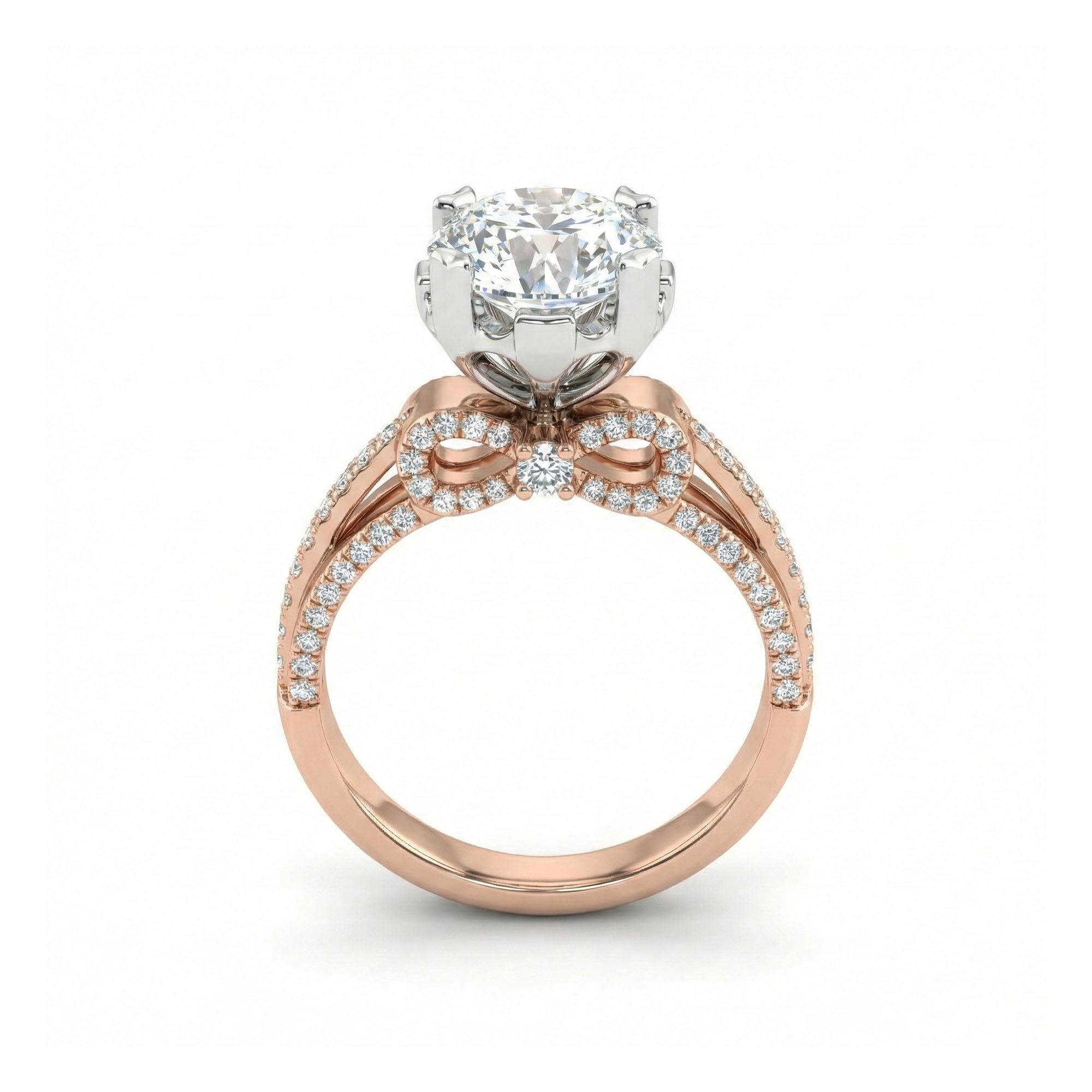 Bow Tie Illusion Round Engagement Ring