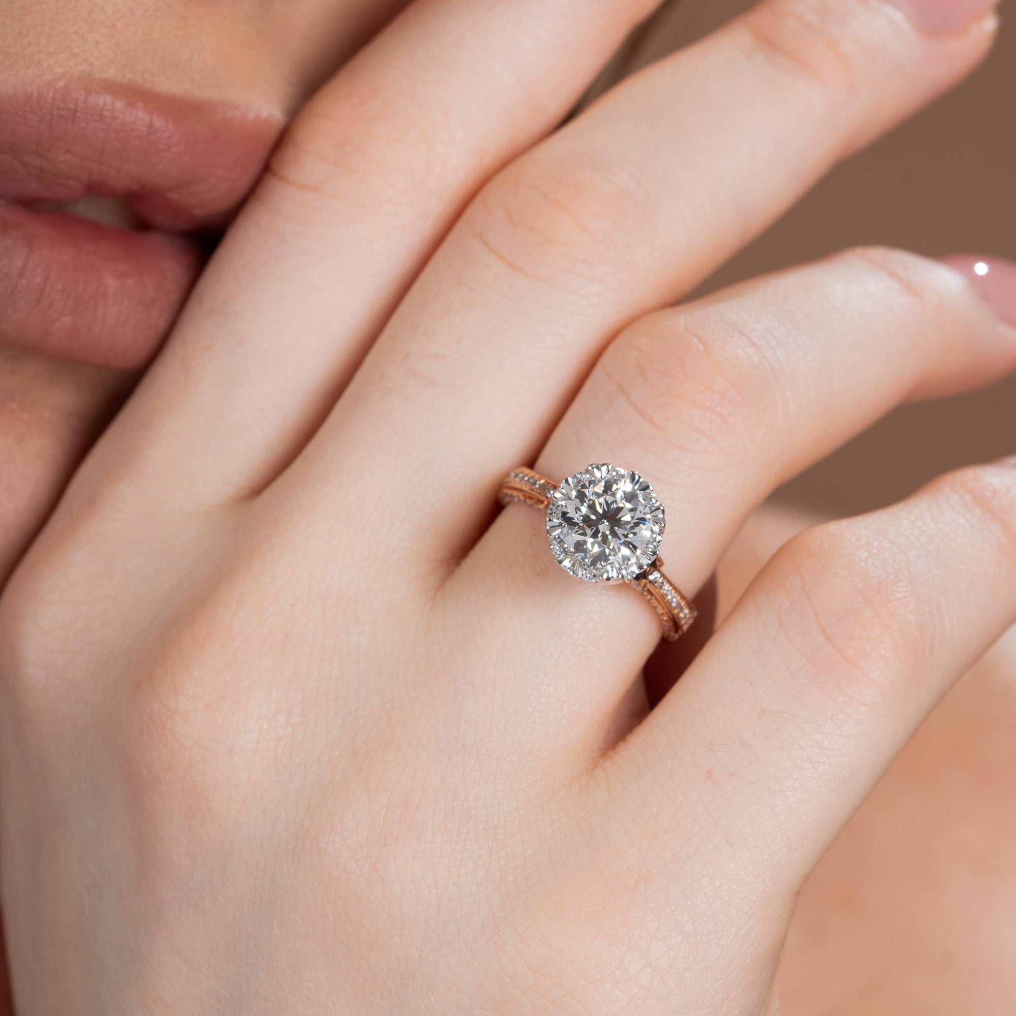 Bow Tie Illusion Round Engagement Ring