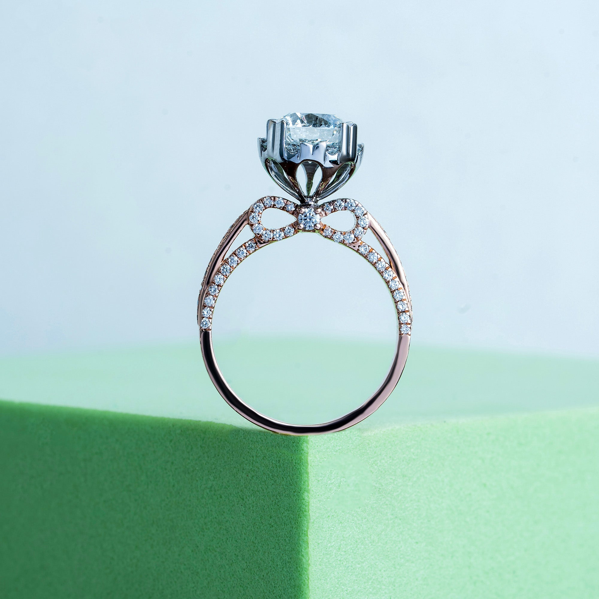 Bow Tie Illusion Round Engagement Ring