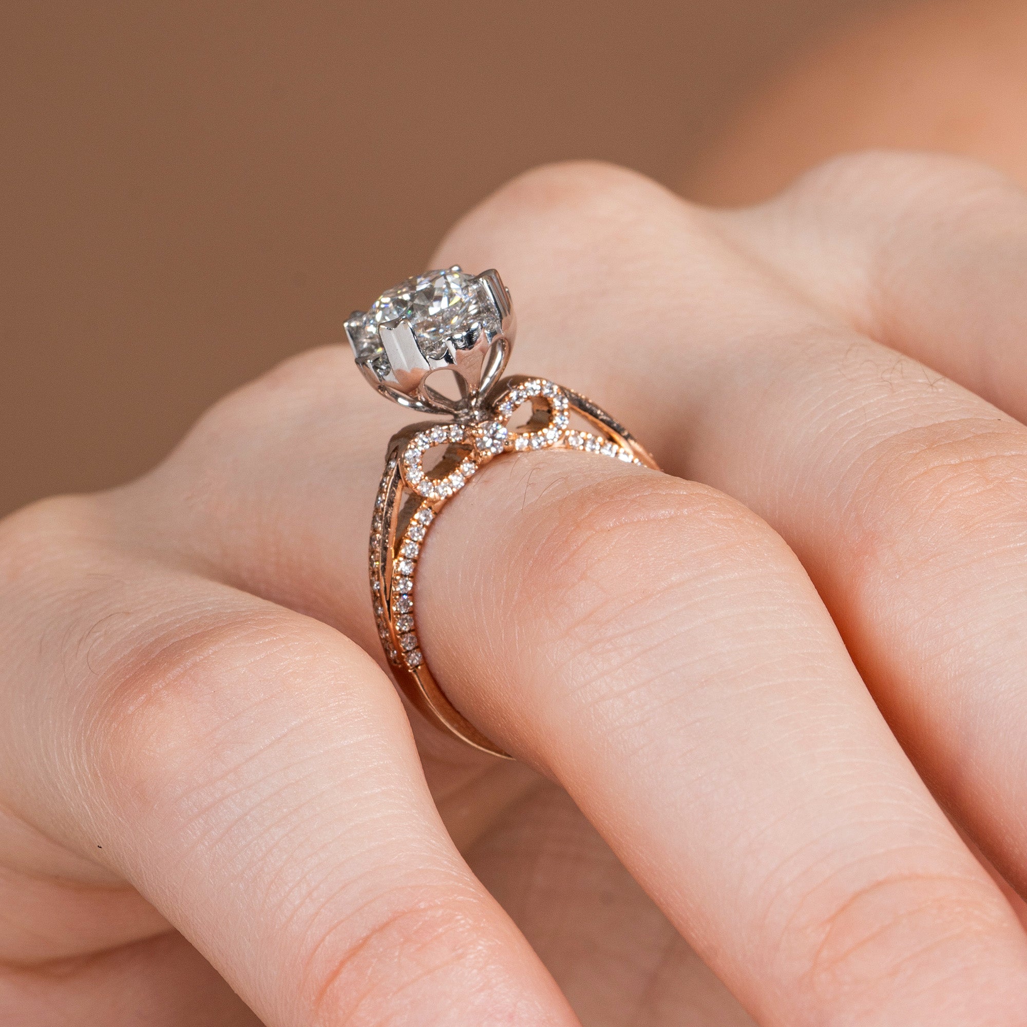 Bow Tie Illusion Round Engagement Ring