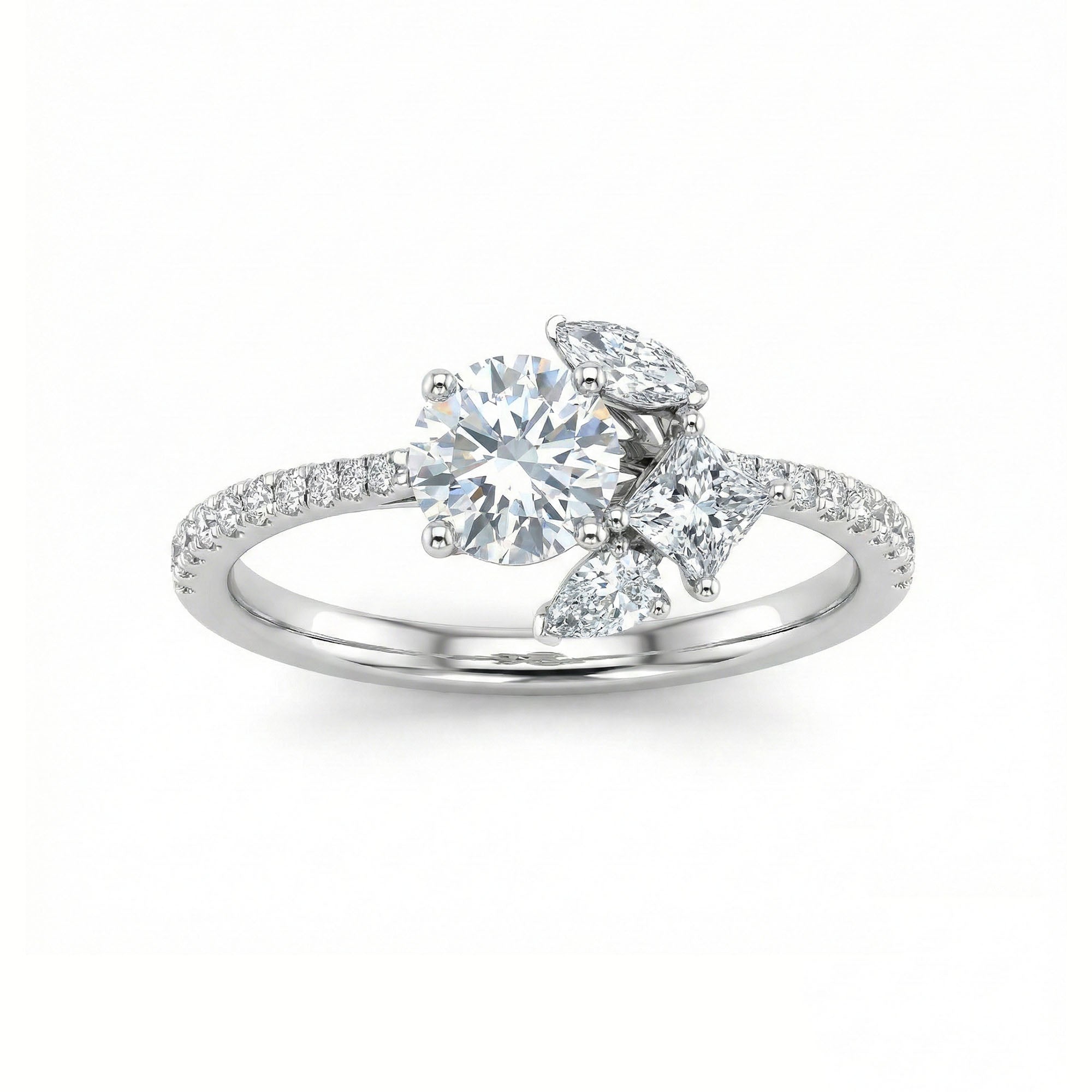 Multi Shape Round Halo Fashion Ring