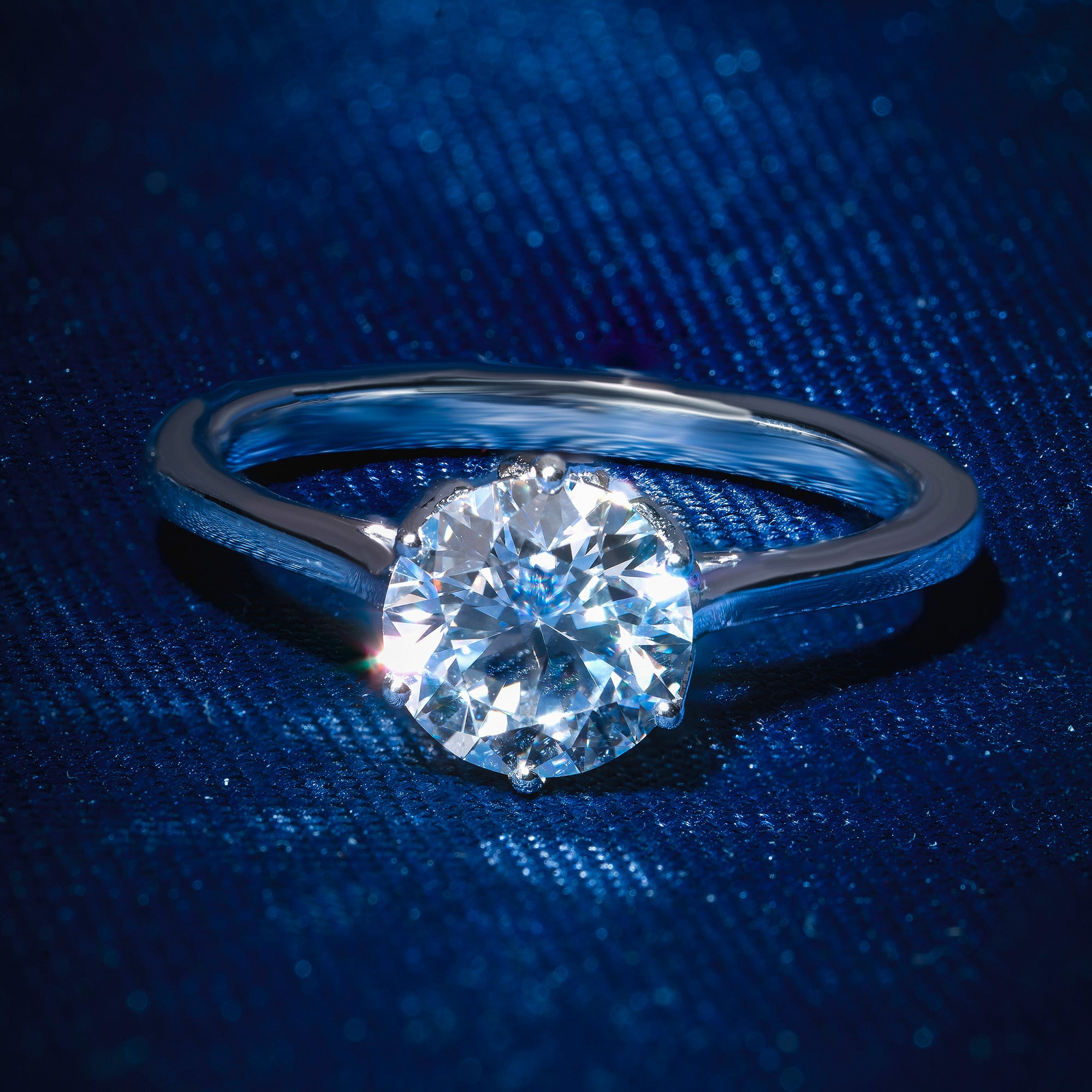 Six Prong Round Hidden Halo Engagement Ring