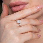 Six Prong Round Hidden Halo Engagement Ring