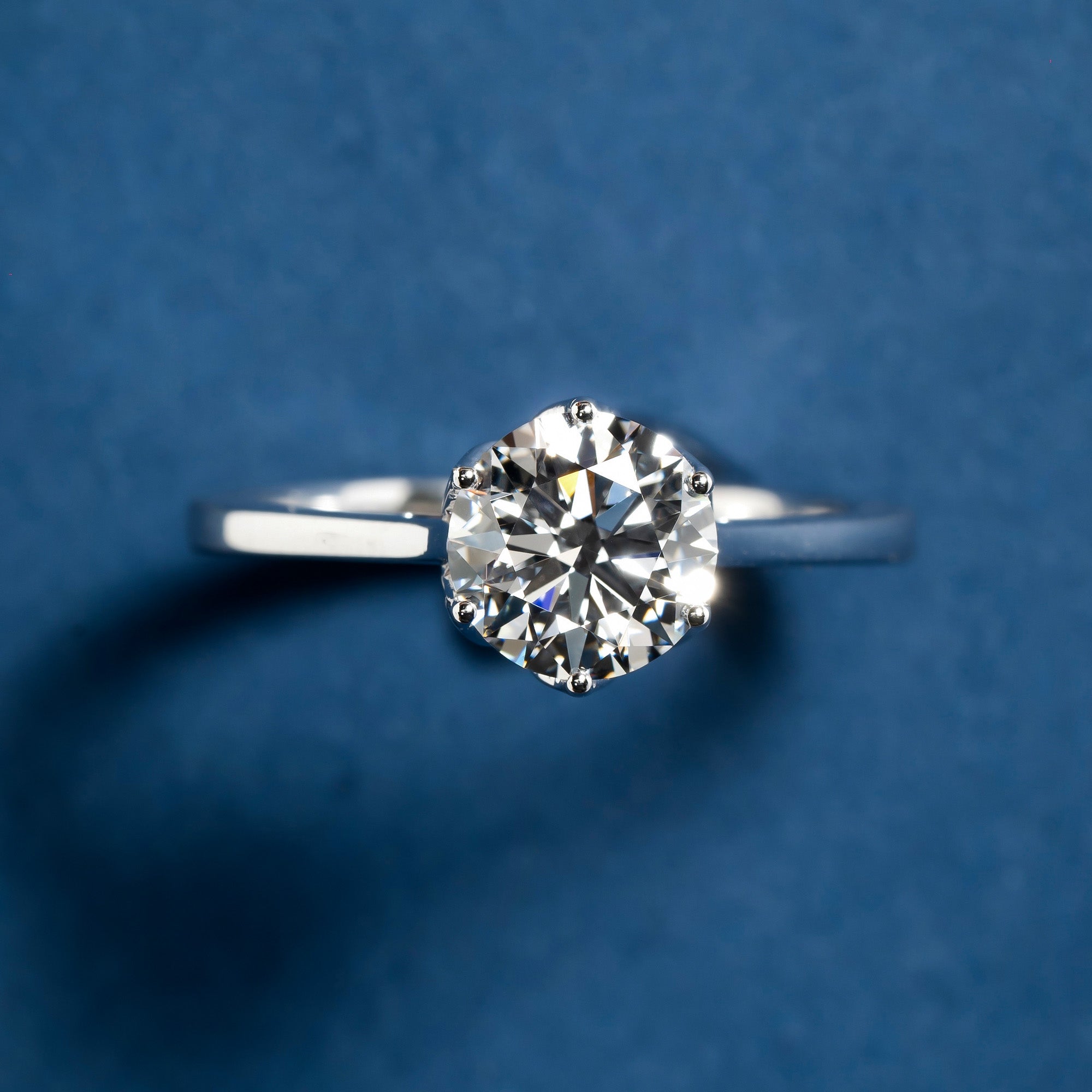 Six Prong Round Hidden Halo Engagement Ring