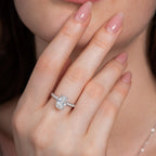 Six Prong Oval Side Stone Engagement Ring