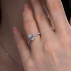 Emerald Hidden Halo Engagement Ring