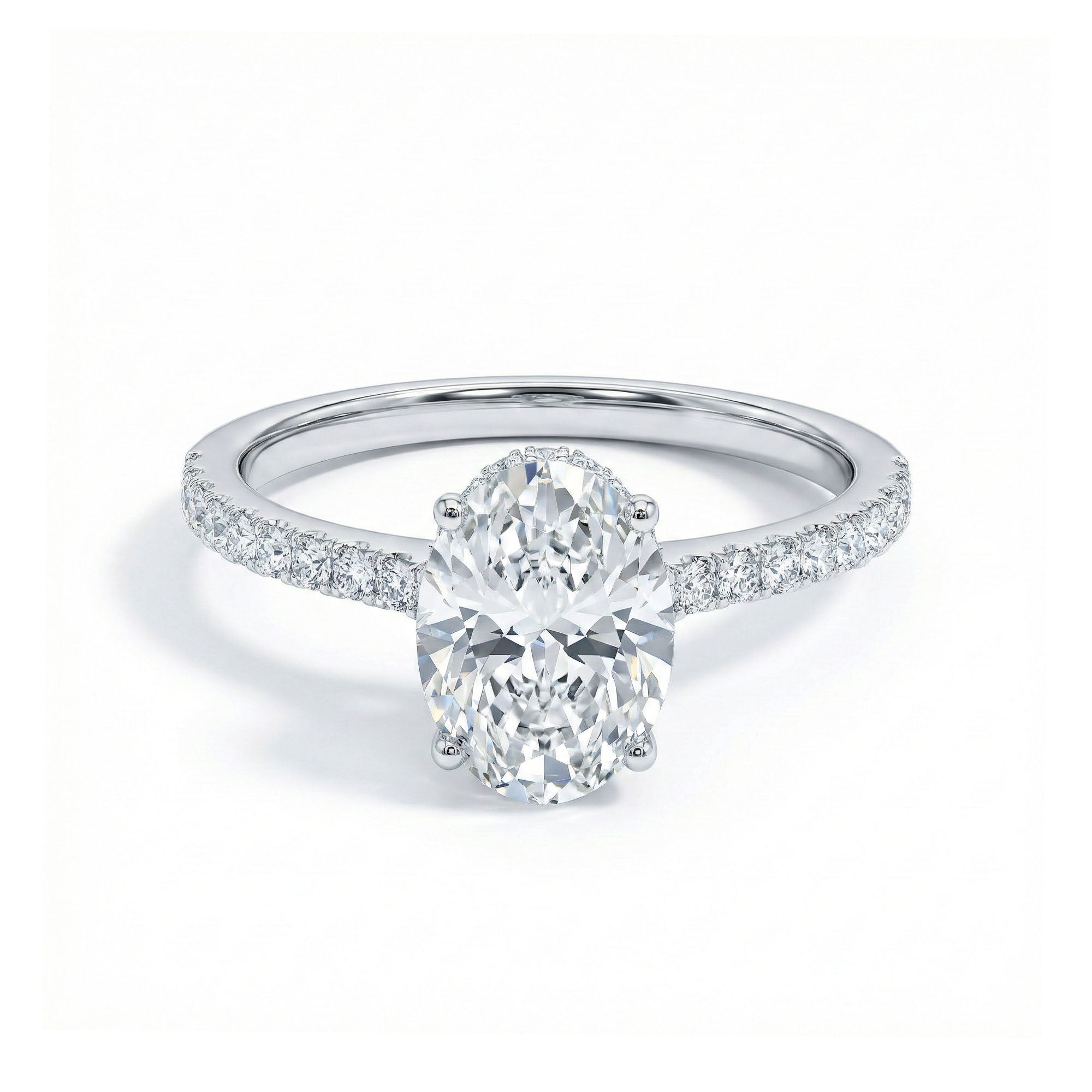 Oval Hidden Halo Engagement Ring