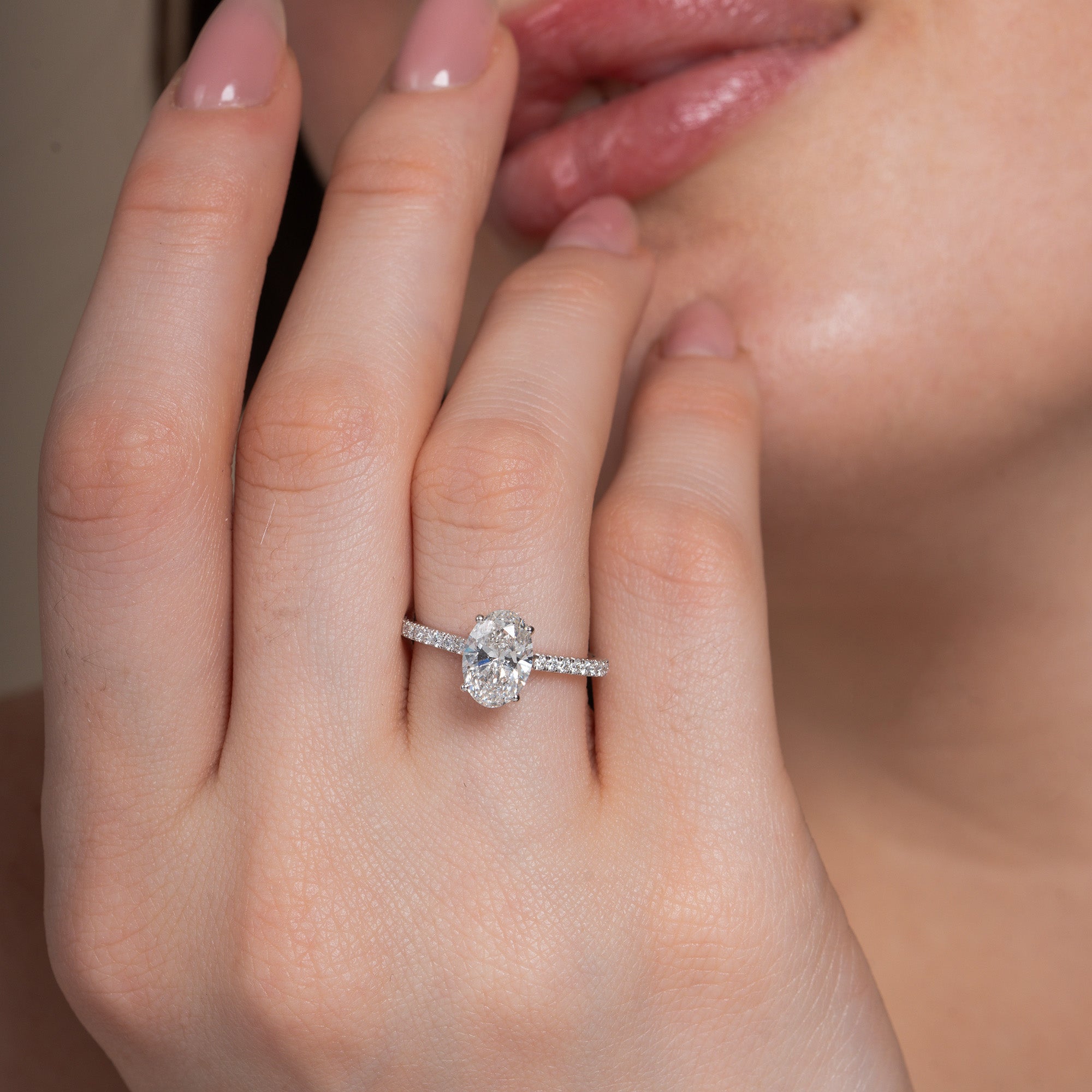 Oval Hidden Halo Engagement Ring