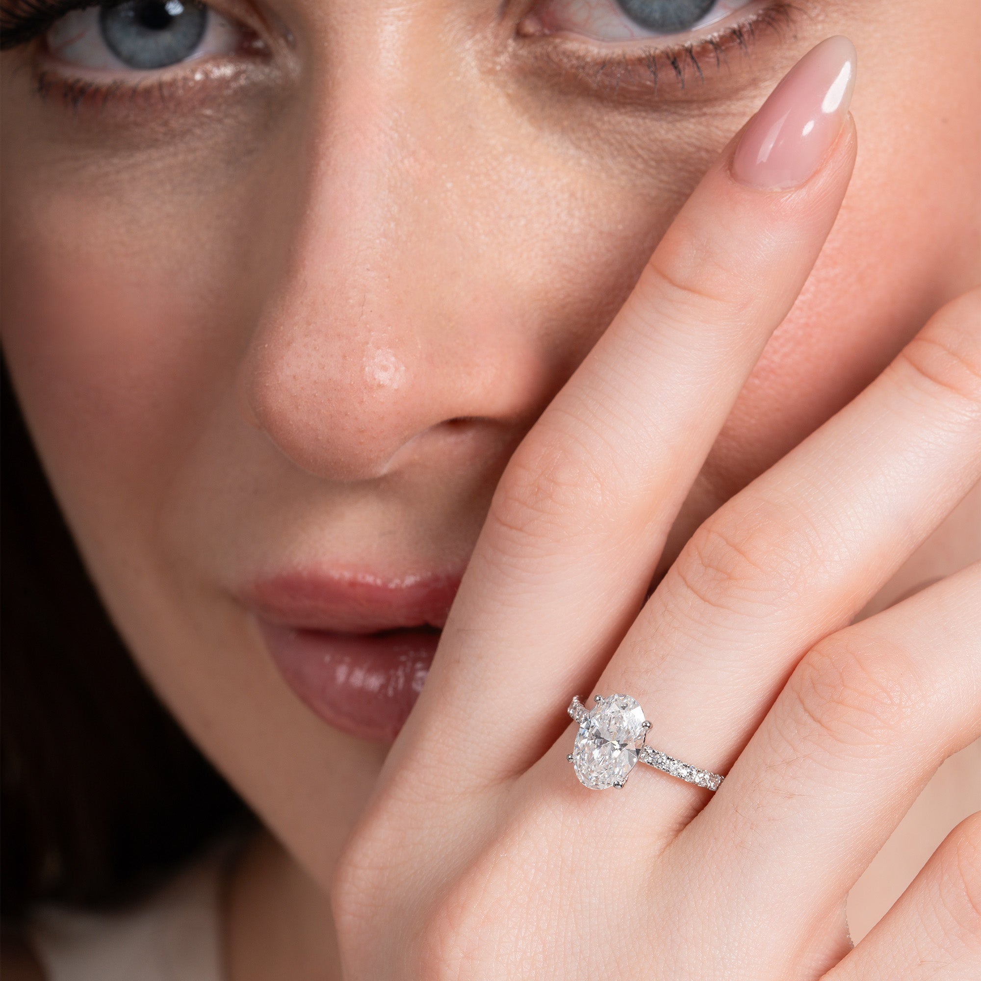 Oval Hidden Halo Engagement Ring