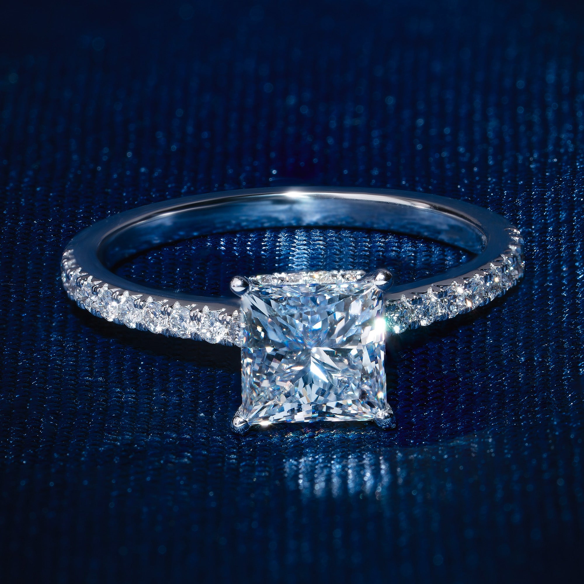 Princess Hidden Halo Engagement Ring