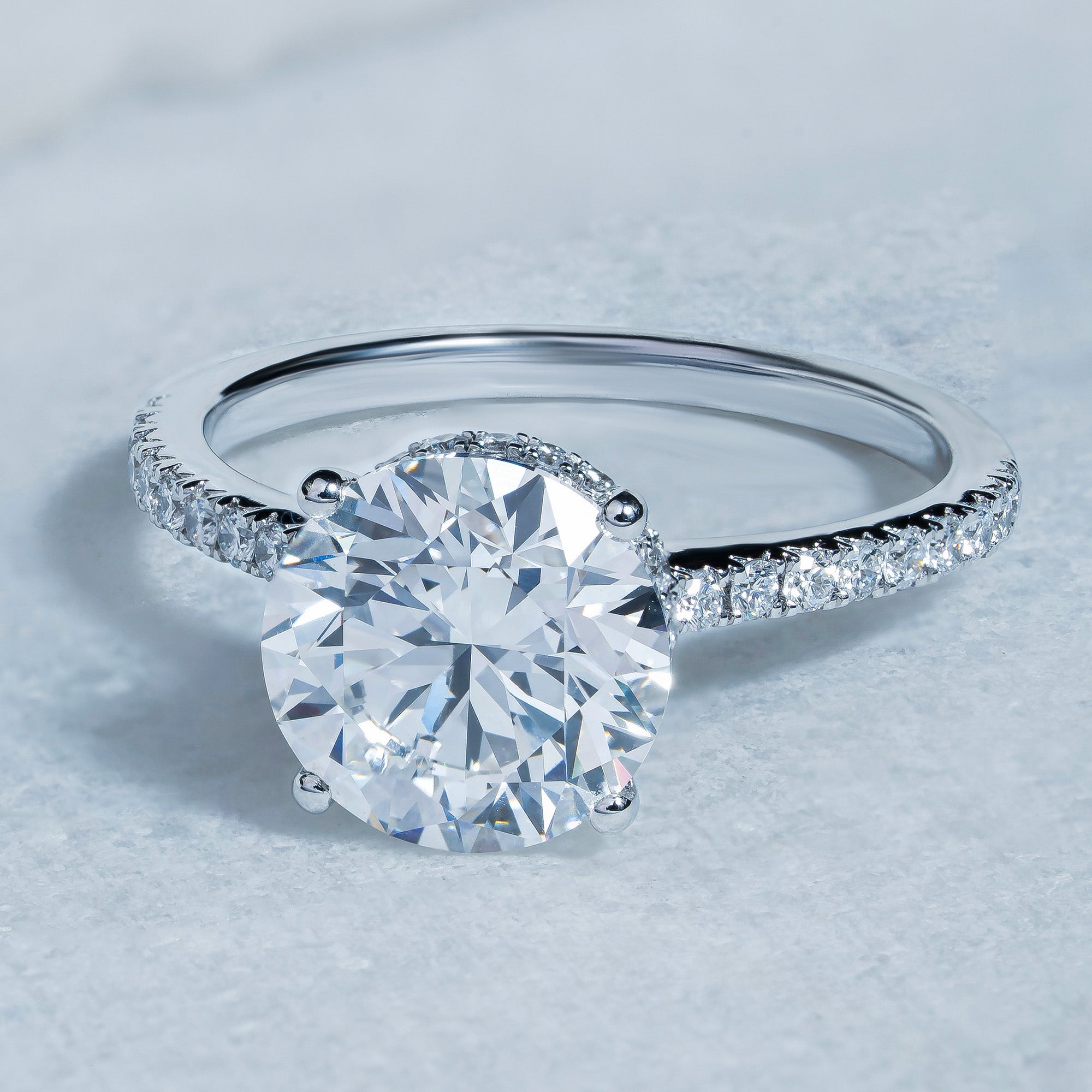 Round Hidden Halo Engagement Ring