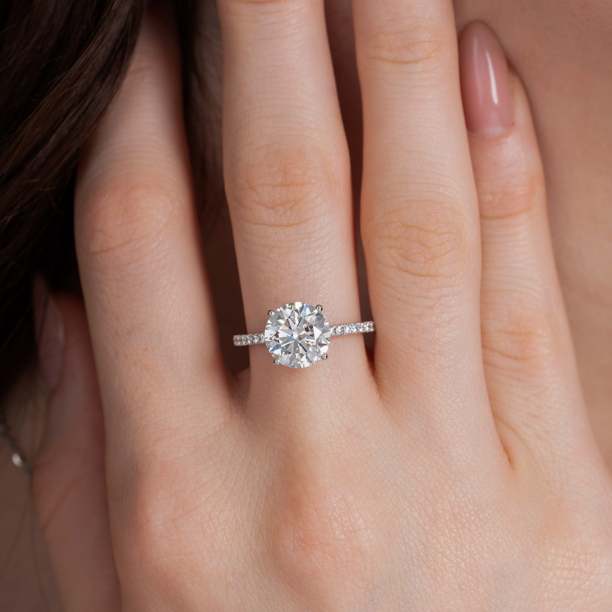 Round Hidden Halo Engagement Ring