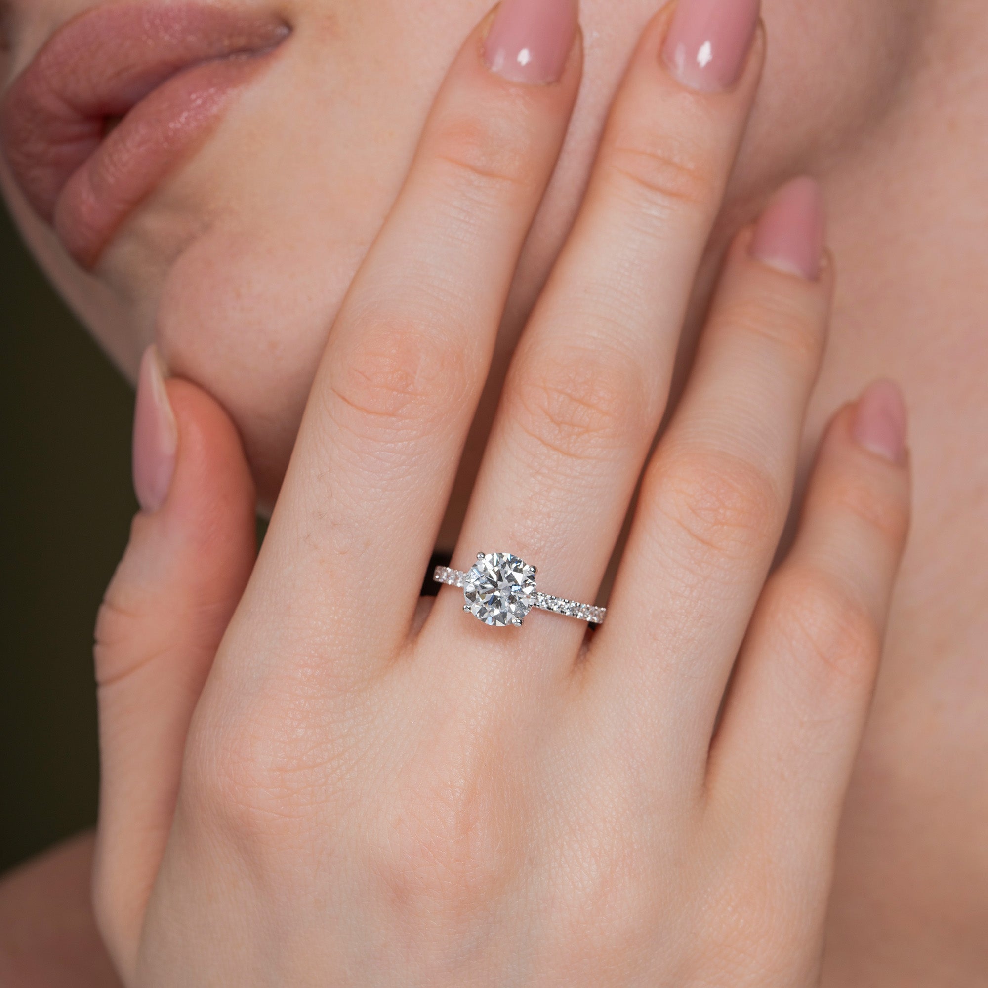 Round Hidden Halo Engagement Ring