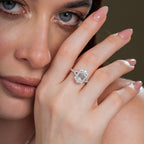 Halo Split Shank Emerald Engagement Ring