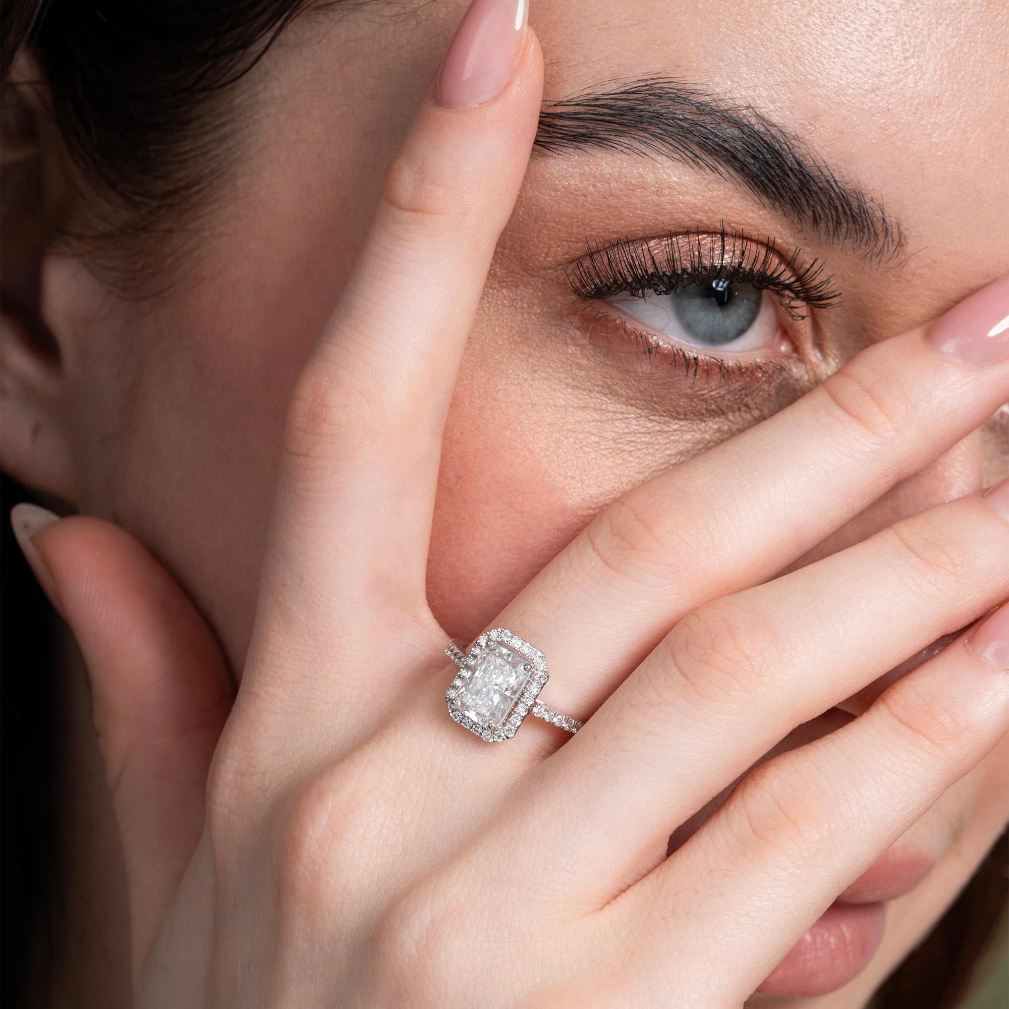 Classical Halo Radiant Engagement Ring