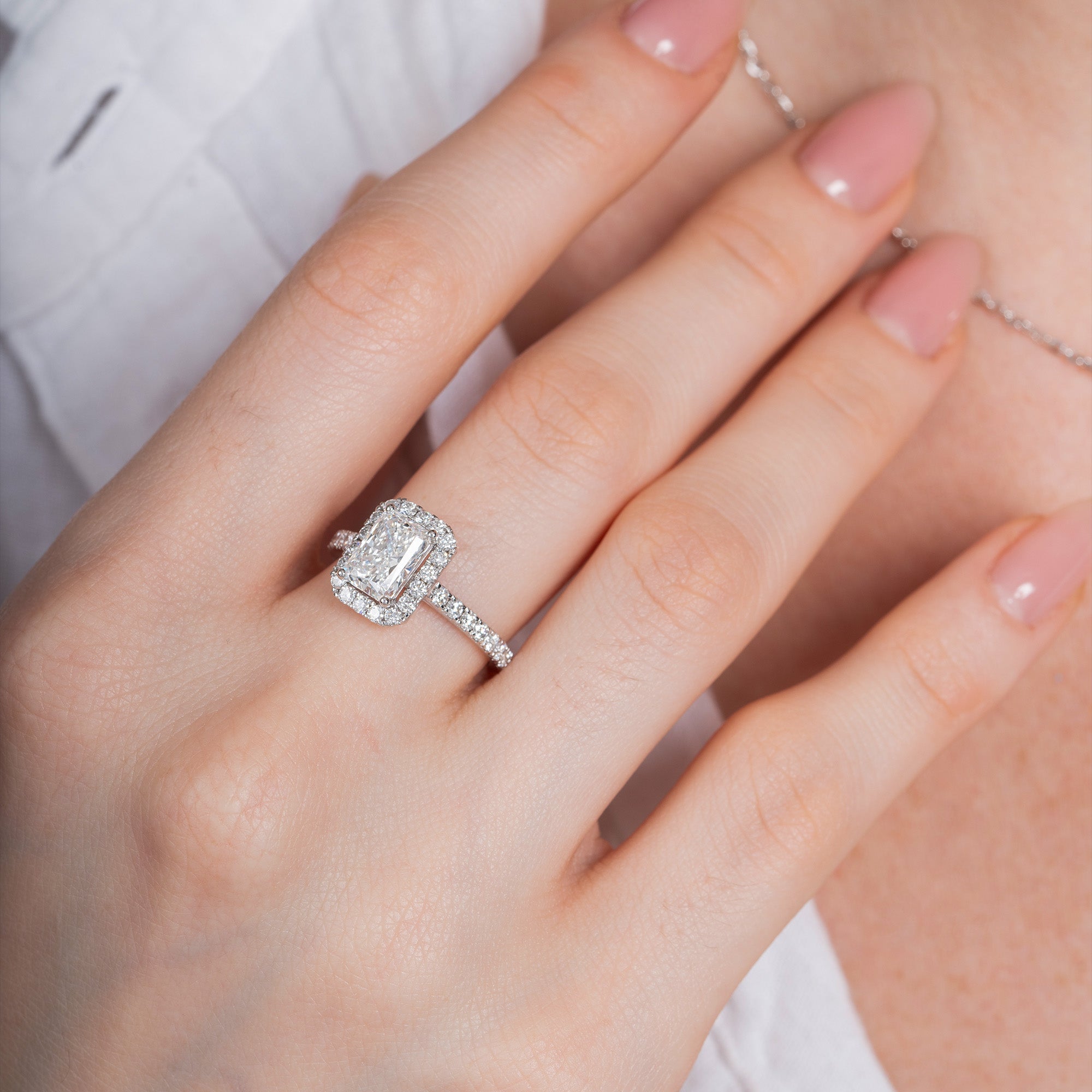 Classical Halo Radiant Engagement Ring