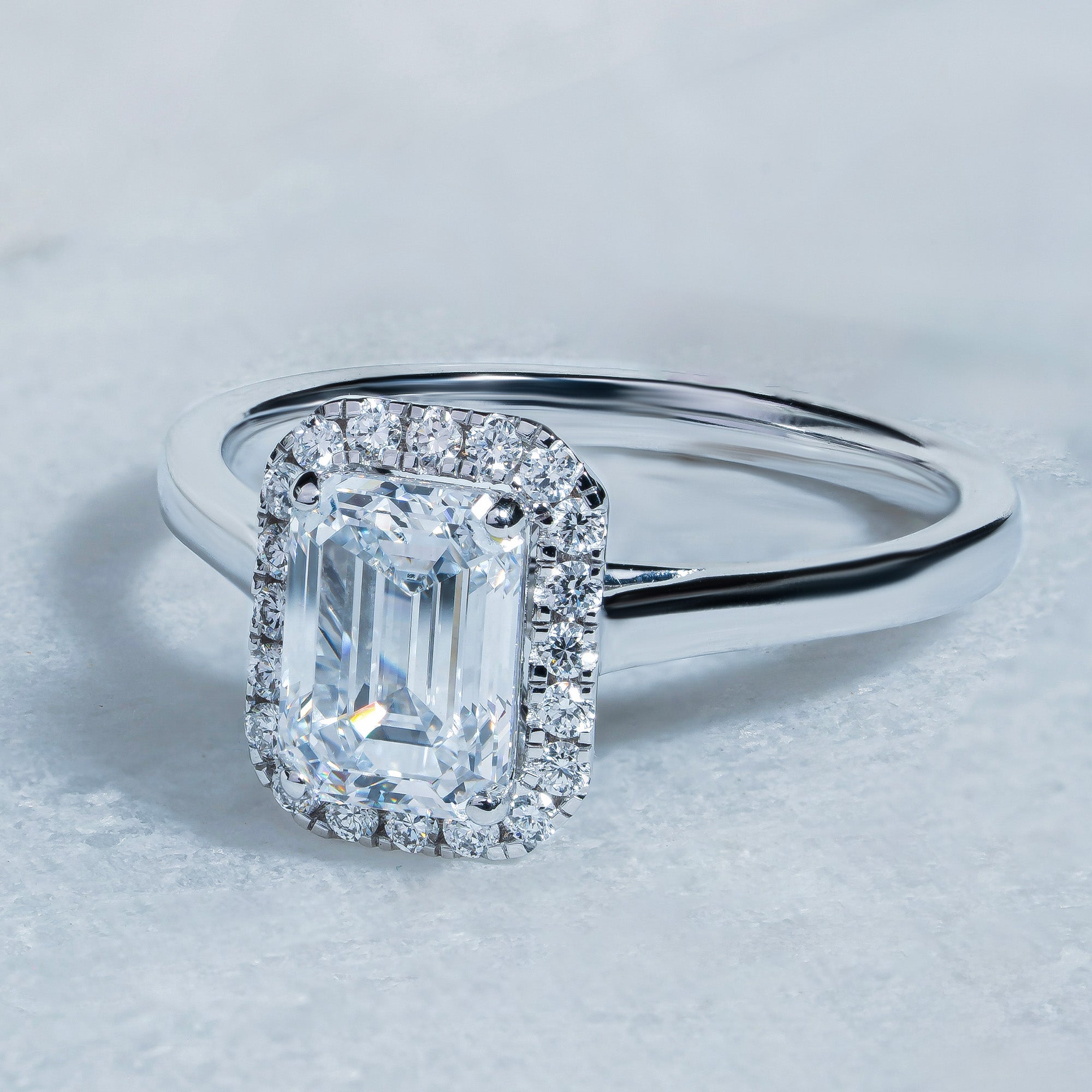 Infinite Emerald Halo Engagement Ring