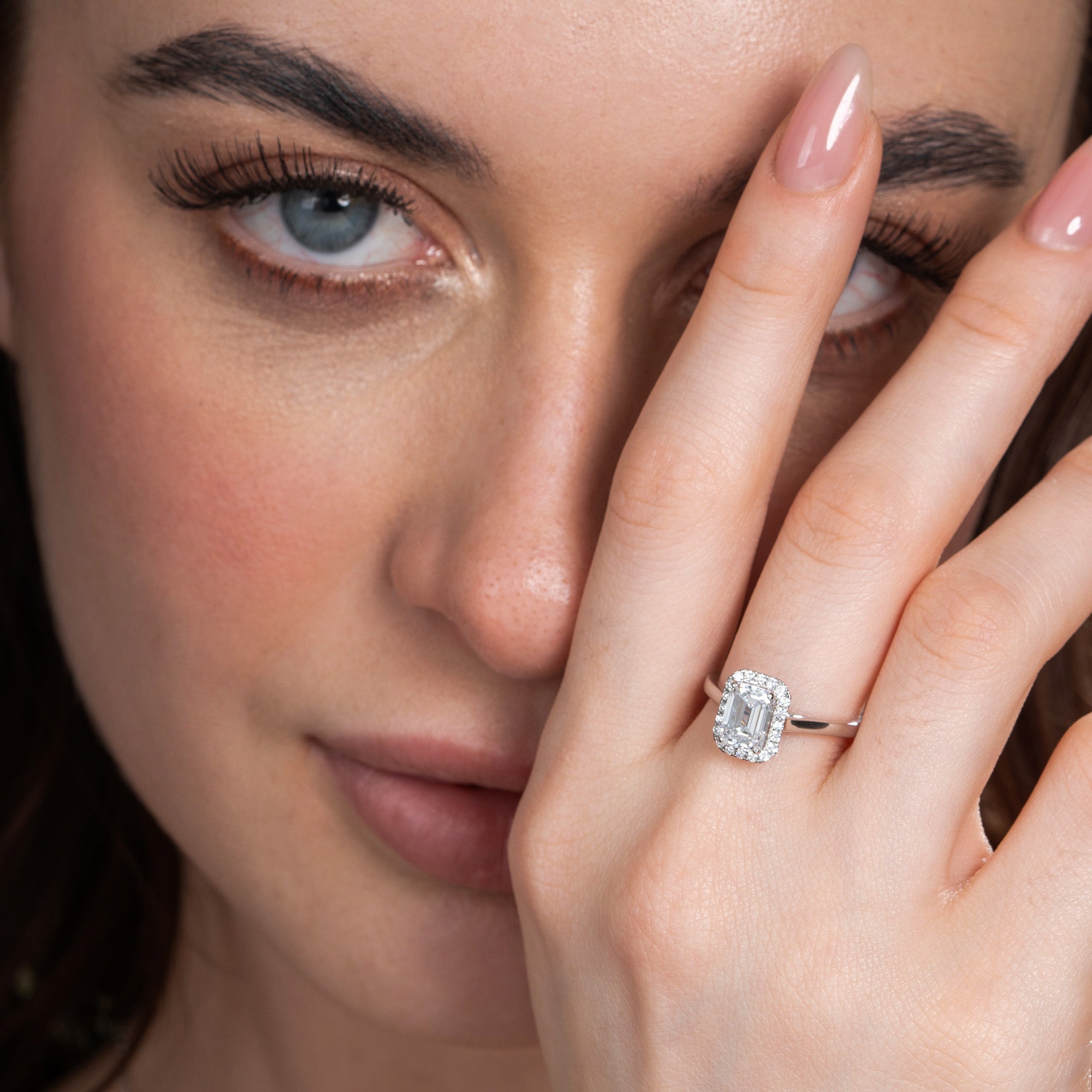 Infinite Emerald Halo Engagement Ring