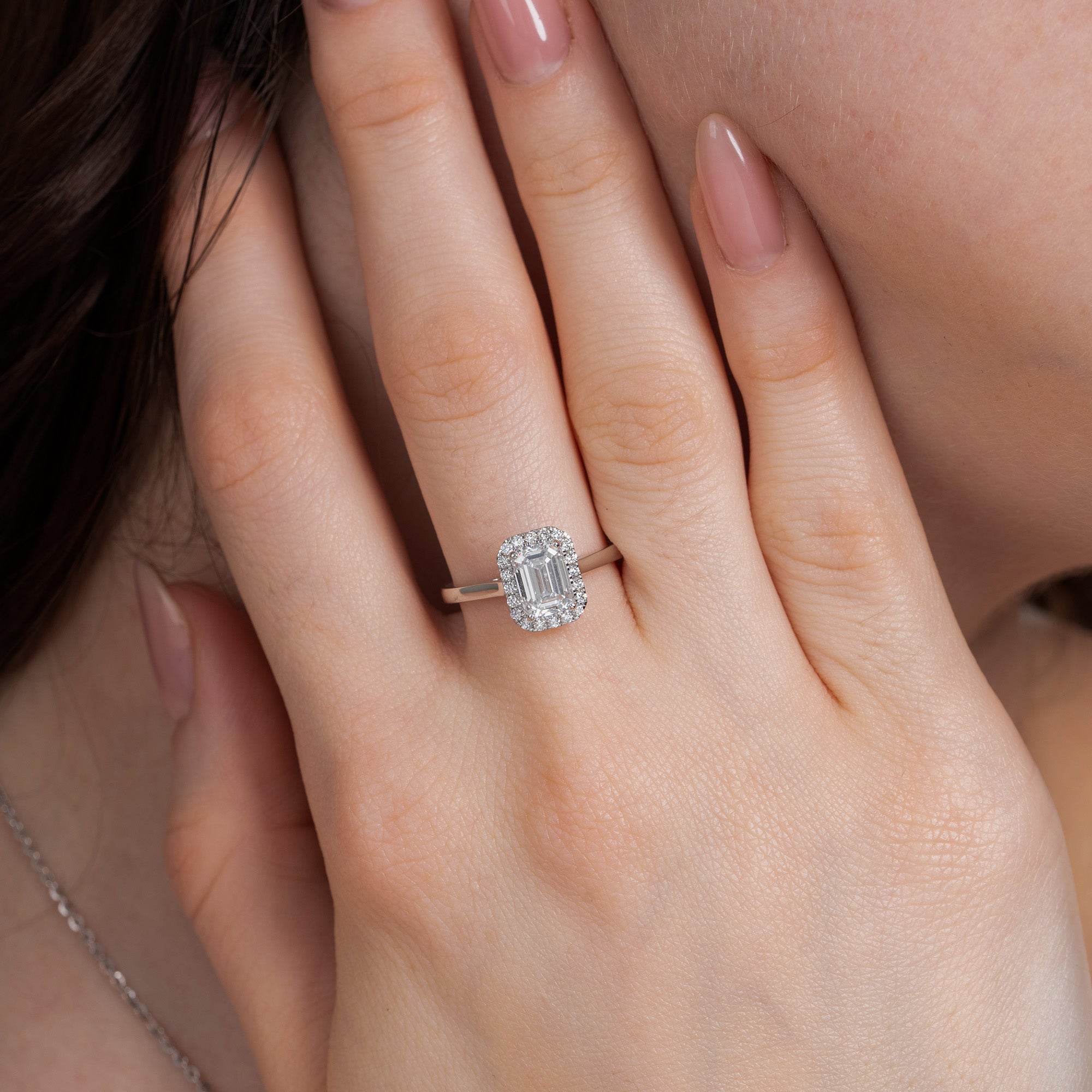 Infinite Emerald Halo Engagement Ring