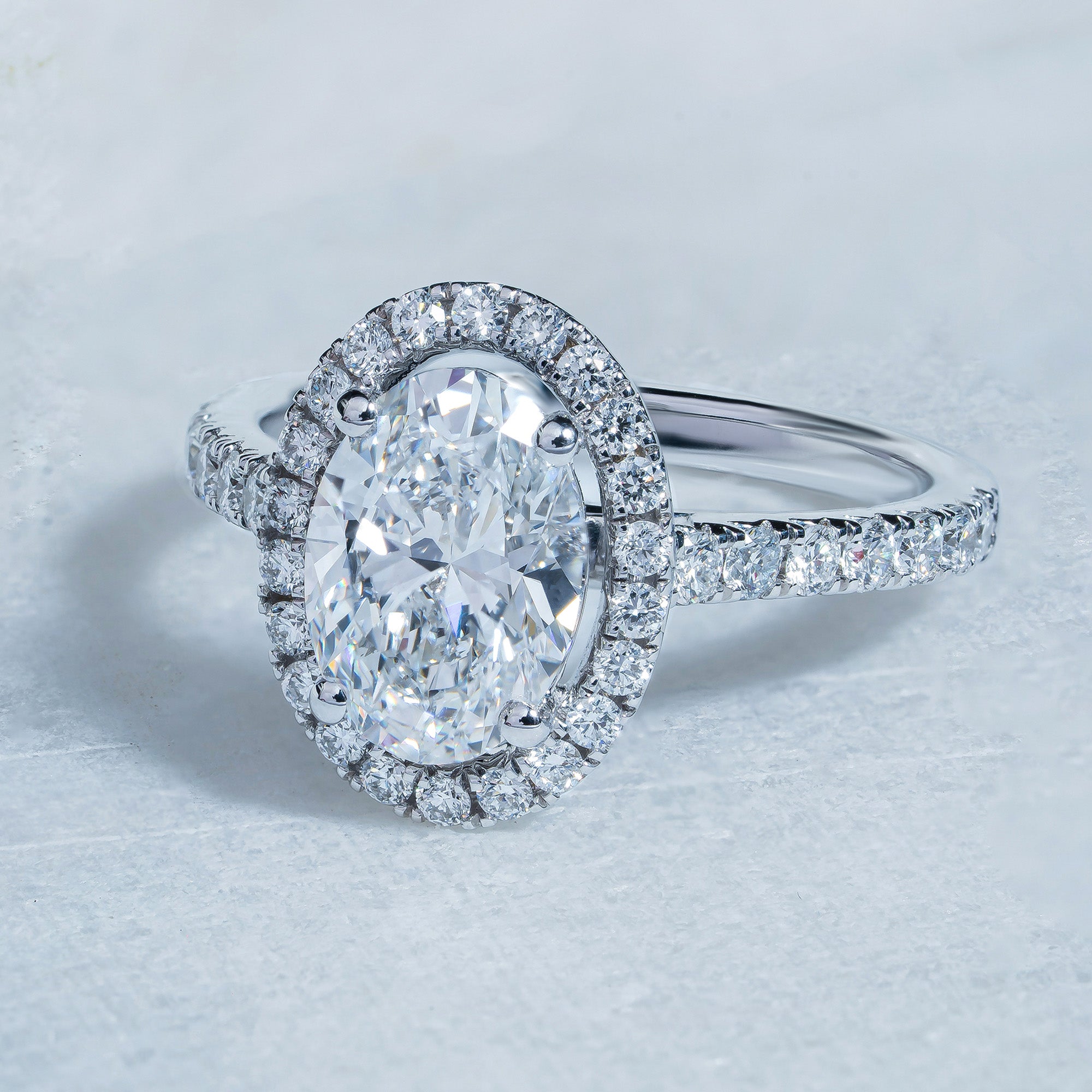 Classical Halo Oval Engagement Ring