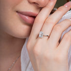 Cactus Solitaire Emerald Halo Engagement Ring