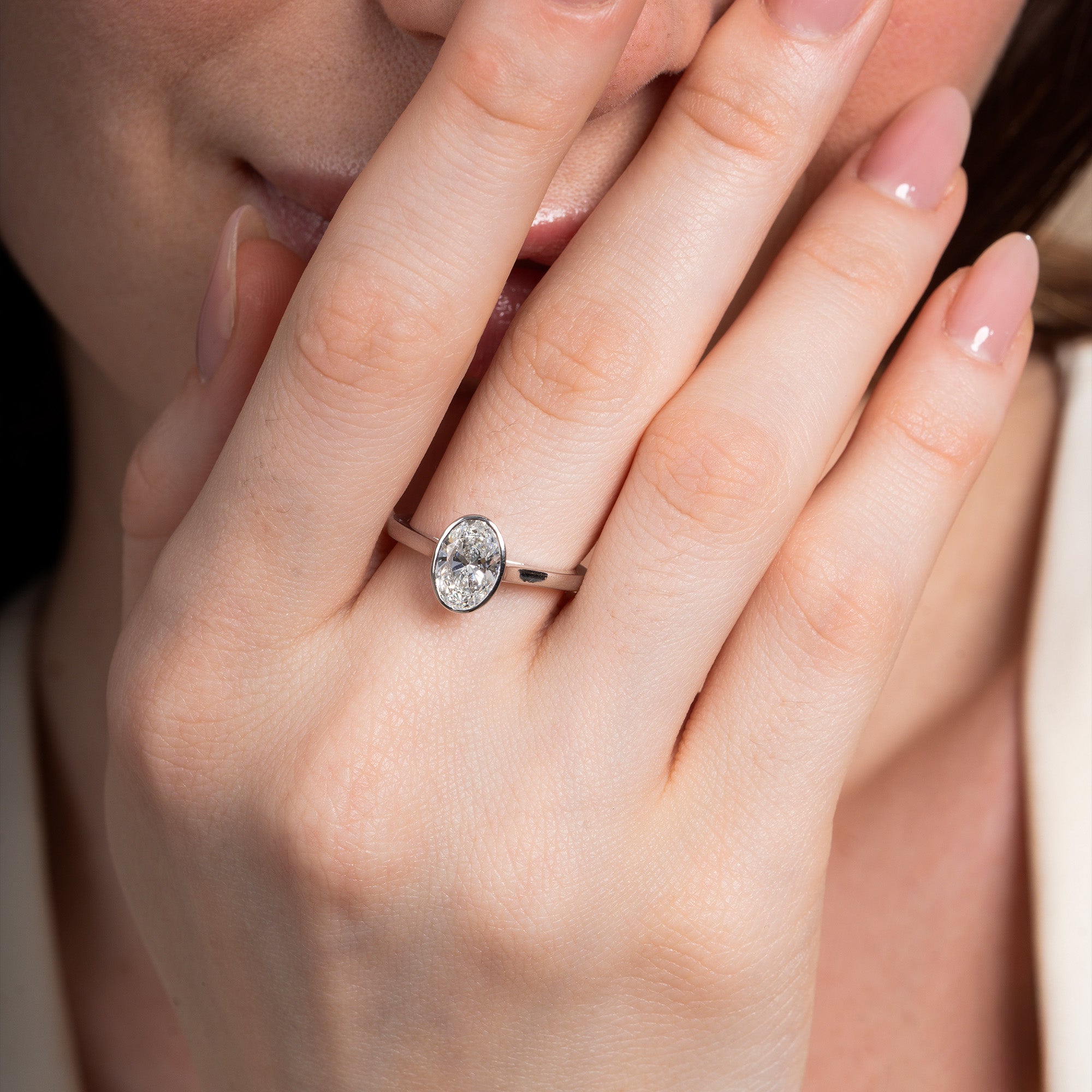 Bezel Setting Oval Solitaire Ring