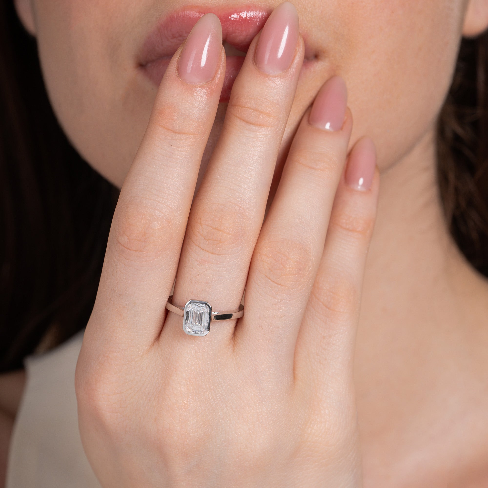 Bezel Setting Emerald Solitaire Ring